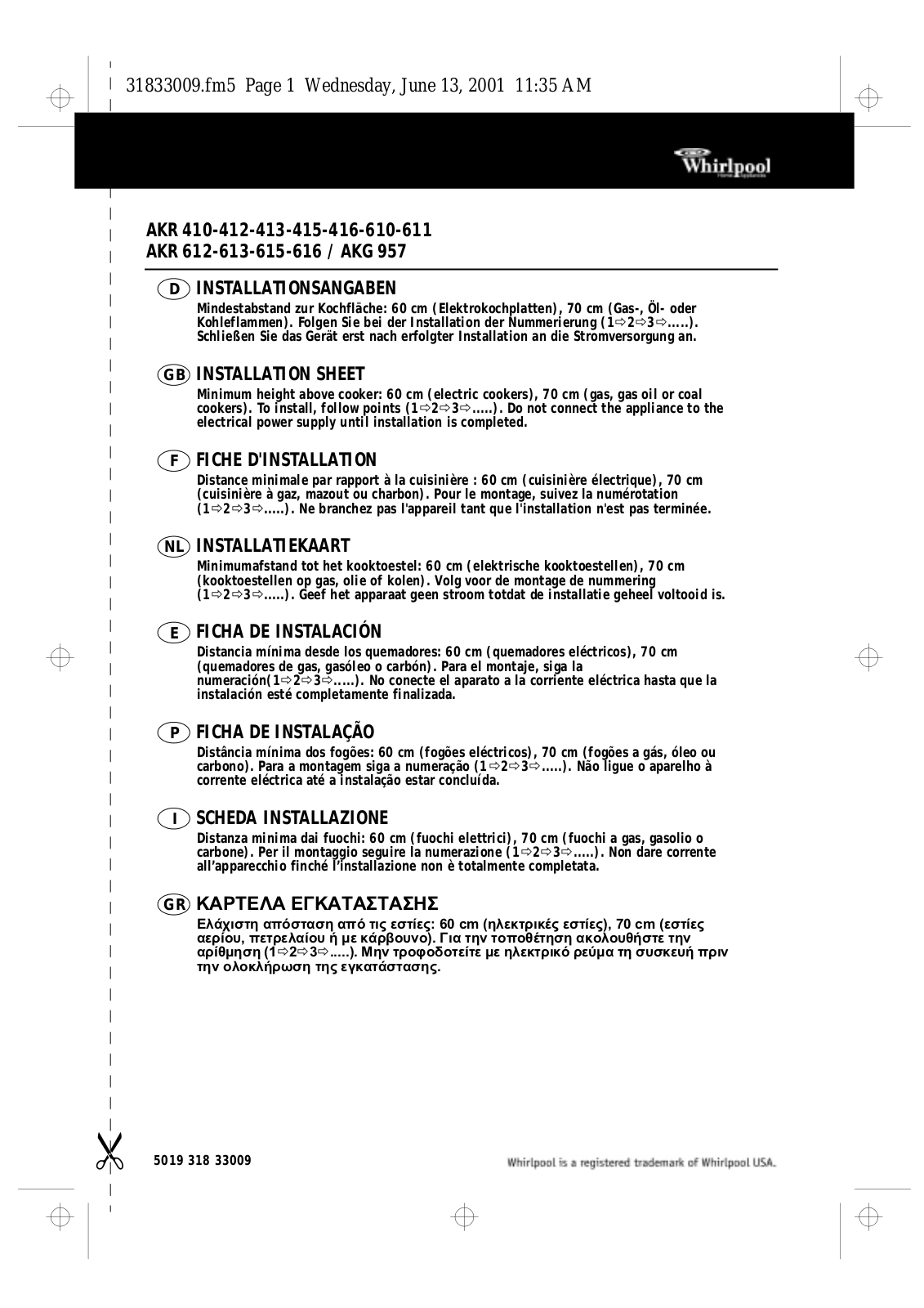 Whirlpool AKR 413 WH, AKR 410 IX INSTRUCTION FOR USE