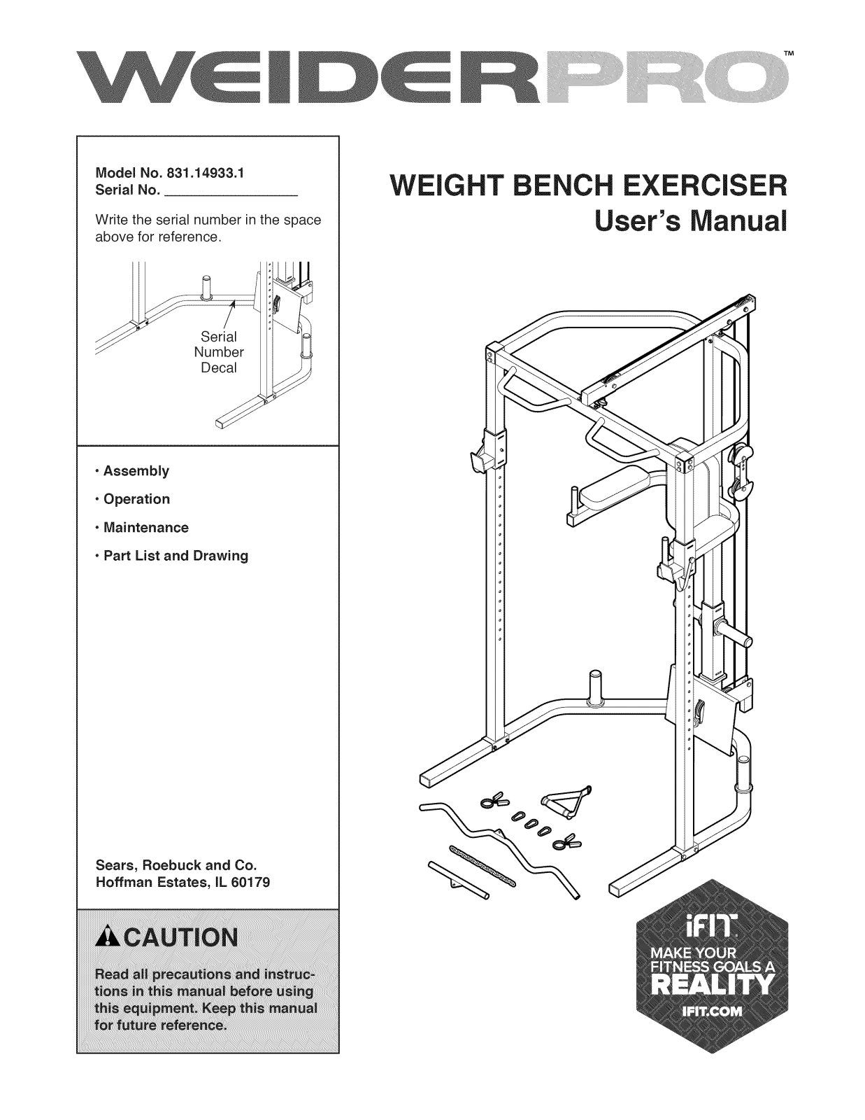 Weider 831149331 Owner’s Manual