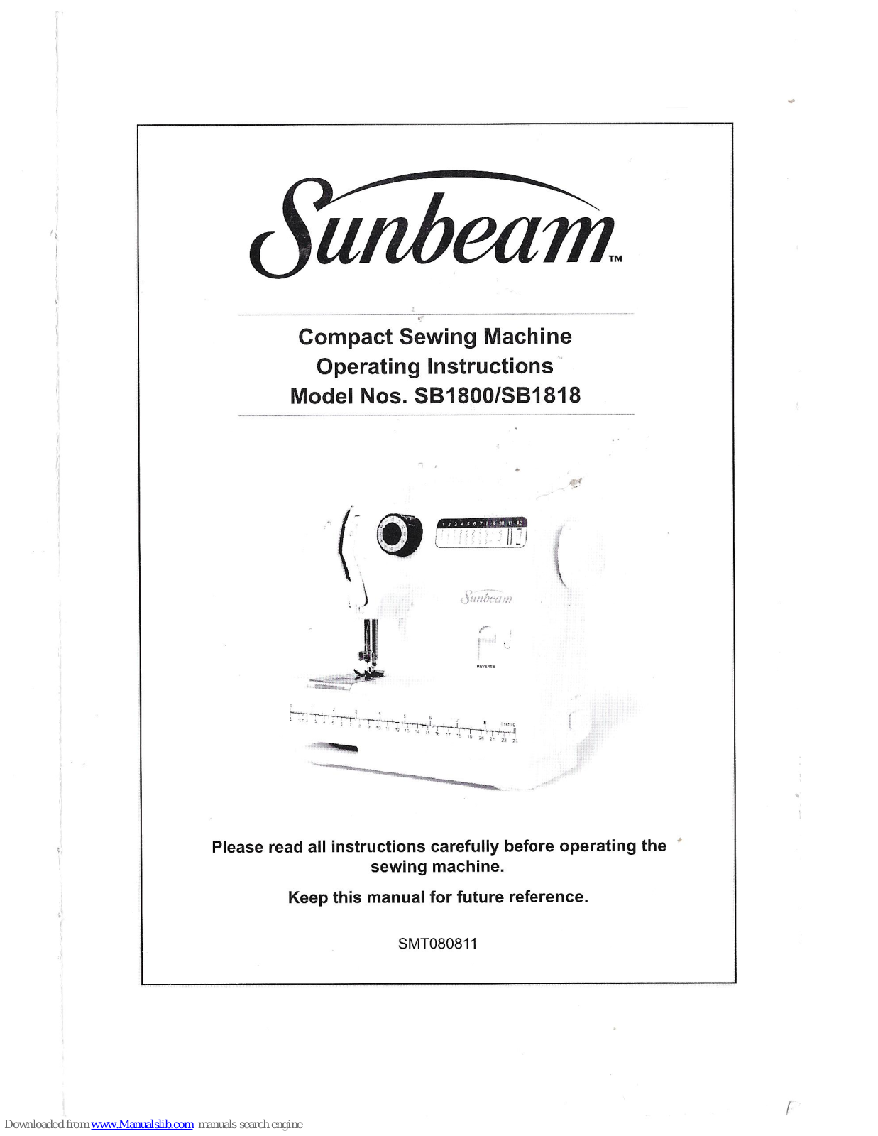 Sunbeam SB1800, SB1818 Operating Instructions Manual