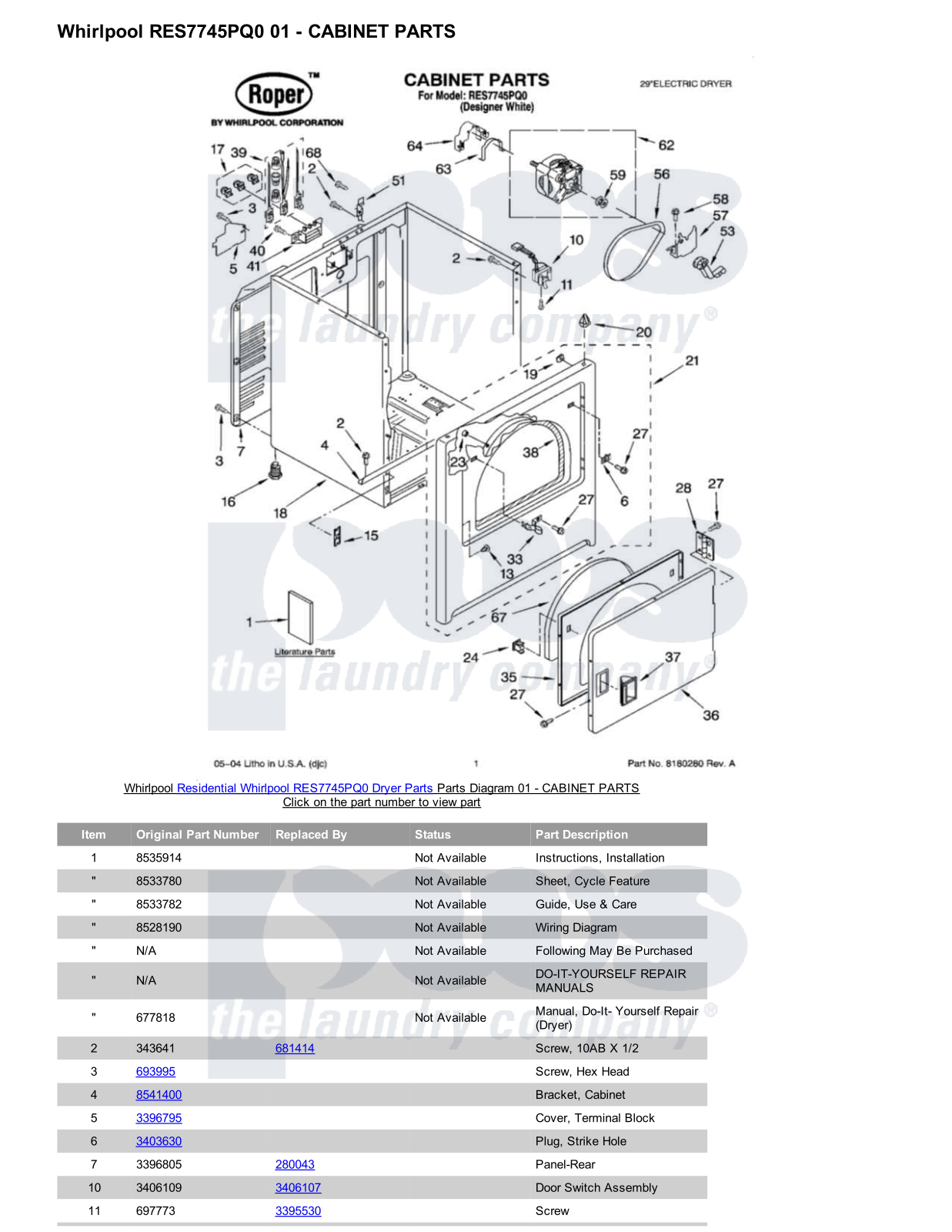 Whirlpool RES7745PQ0 Parts Diagram