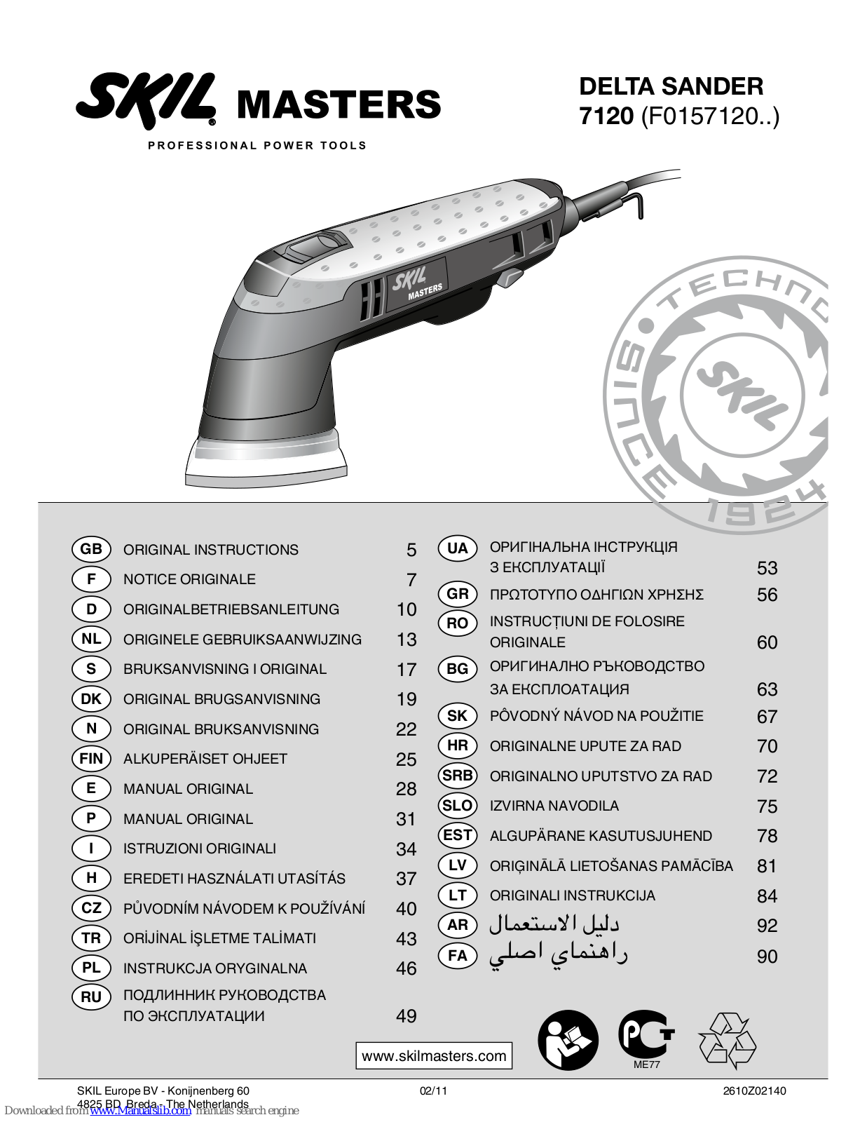 Skil Masters 7120, Masters F0157120 Series Instructions Manual