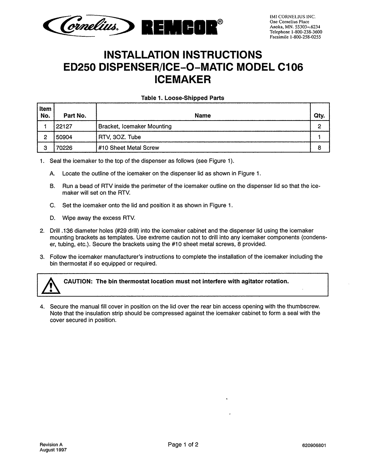 Cornelius C106 User Manual