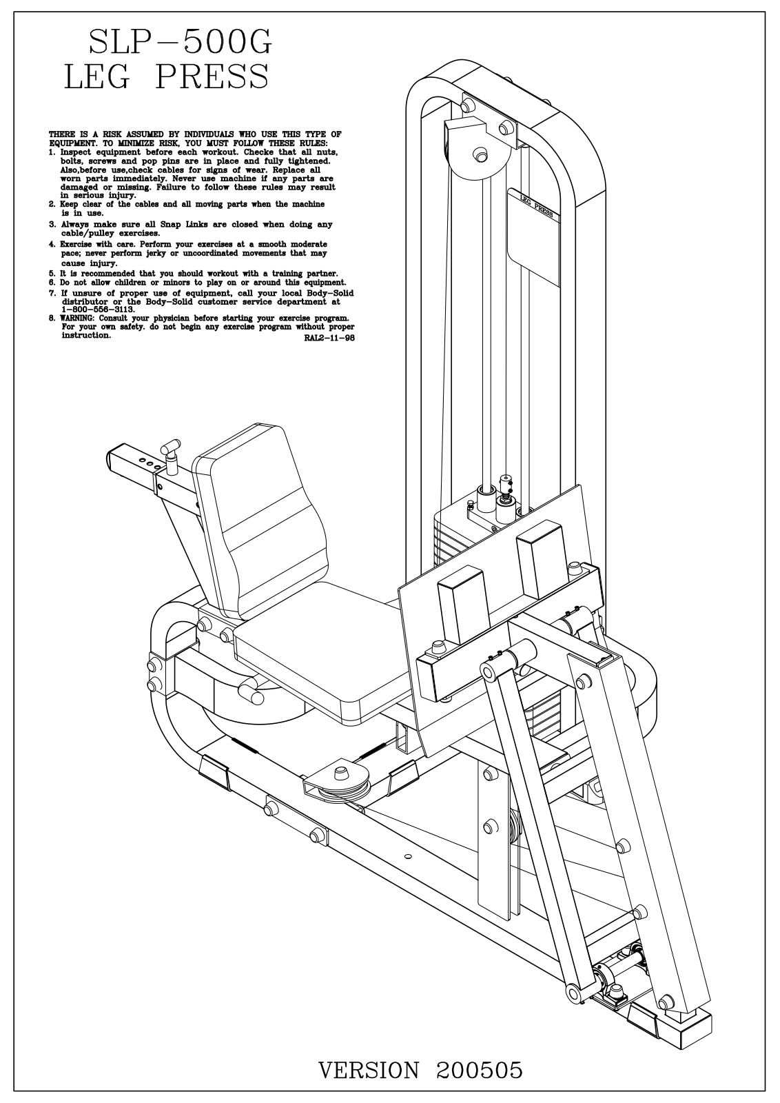 Body Solid SLP500G2 User Manual