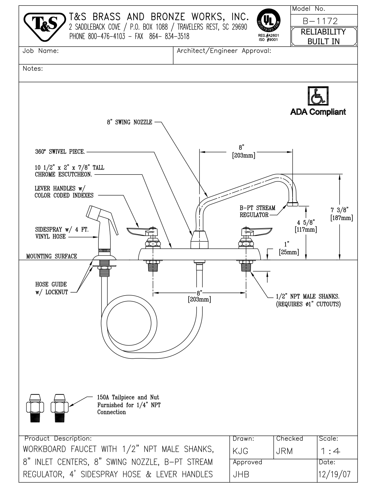 T & S Brass & Bronze Works B-1172 General Manual