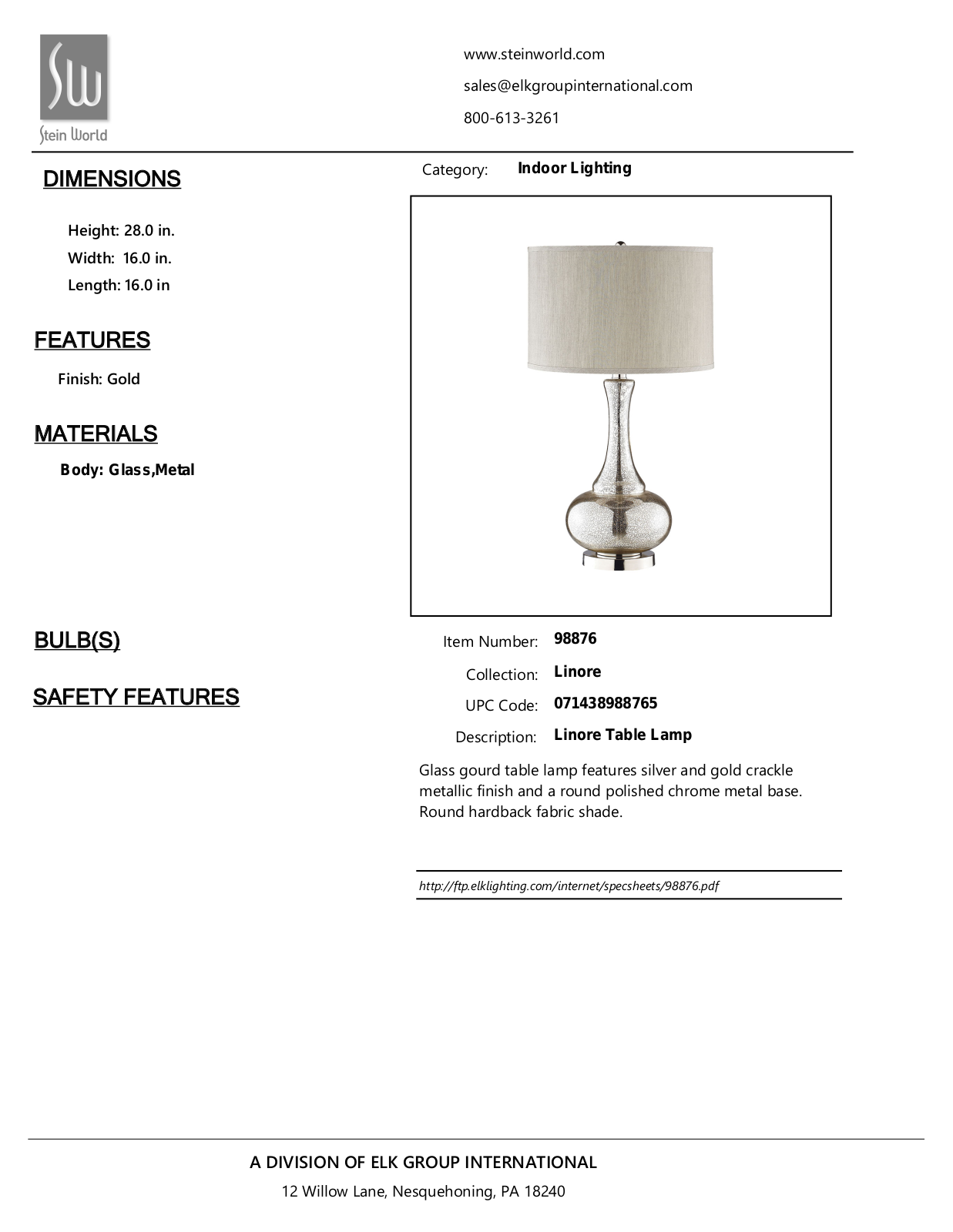 Stein World 98876 Specifications - ManualMachine.com