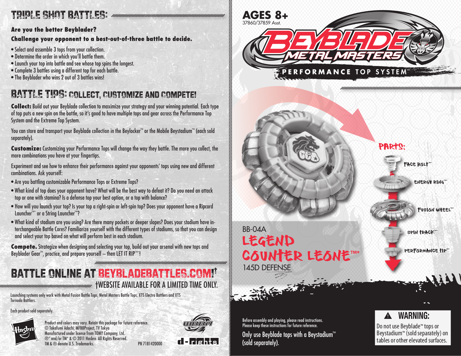 HASBRO Beyblade MM Legend Counter Leone User Manual