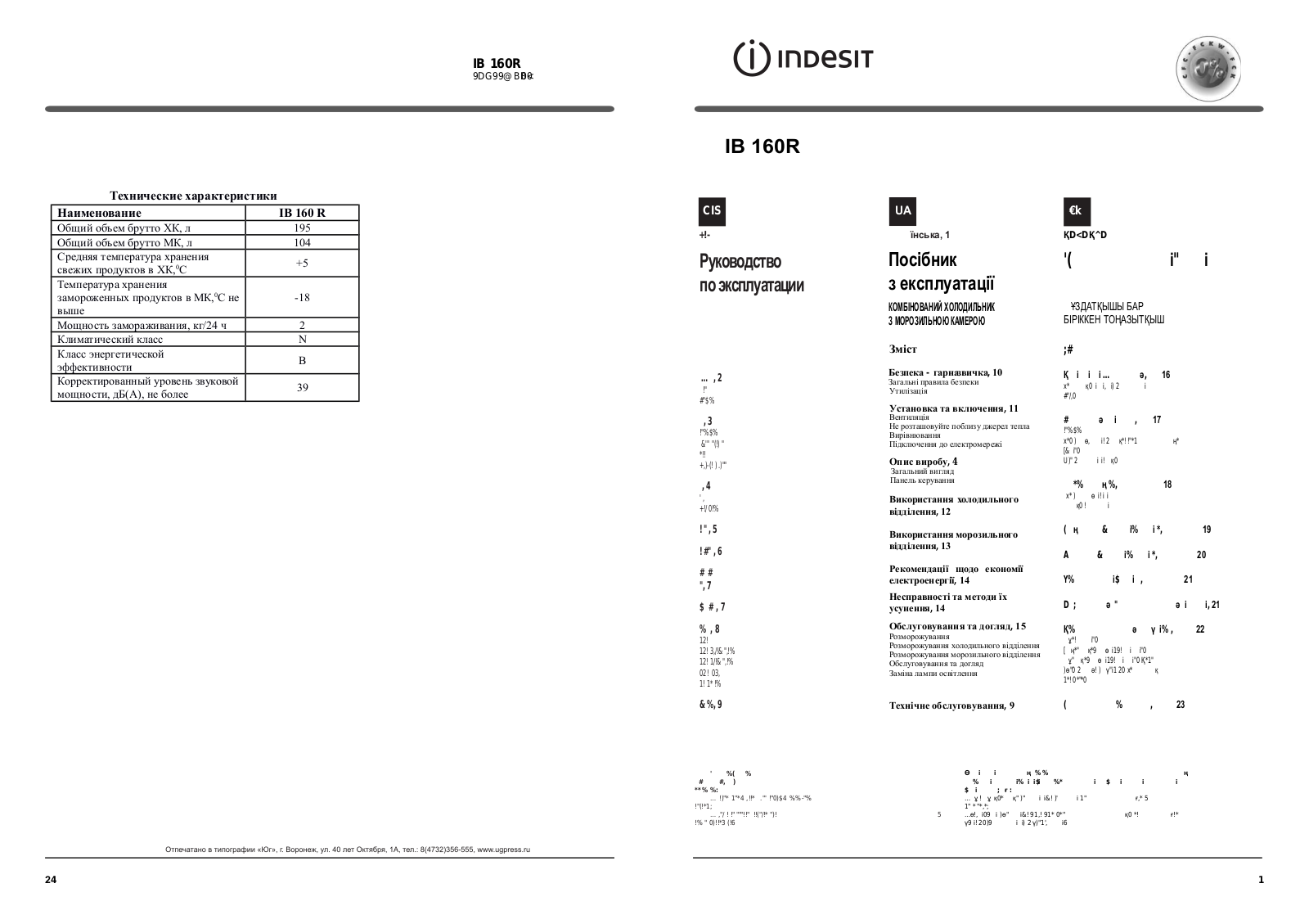 Indesit IB 160 R User Manual