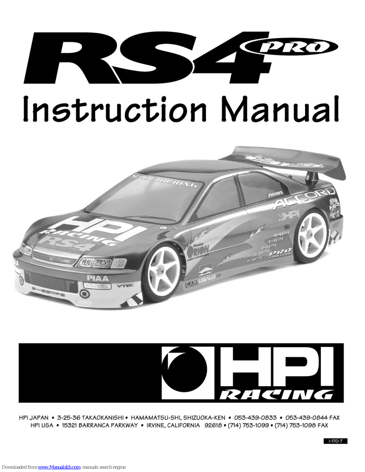 HPI Racing RS4Pro Instruction Manual