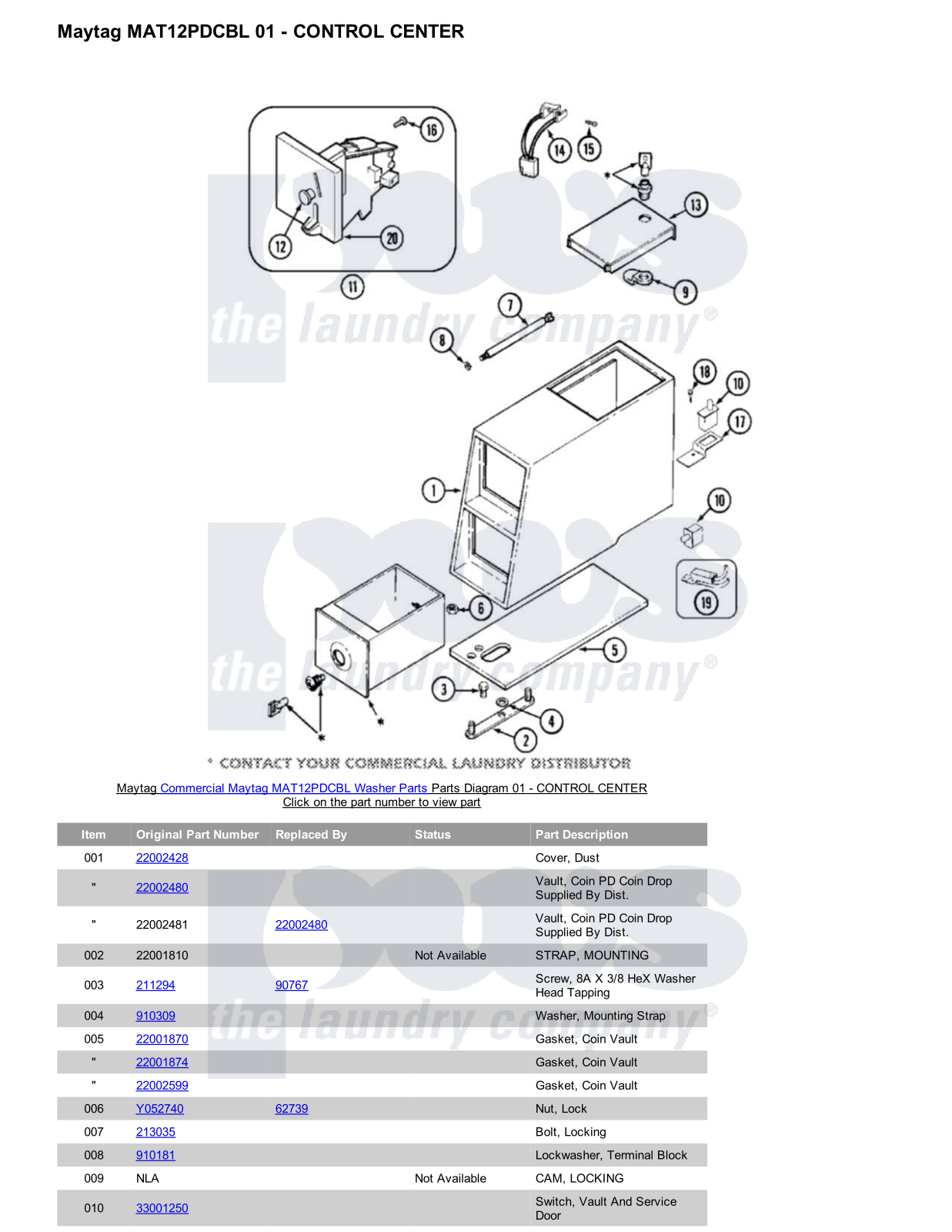 Maytag MAT12PDCBL Parts Diagram