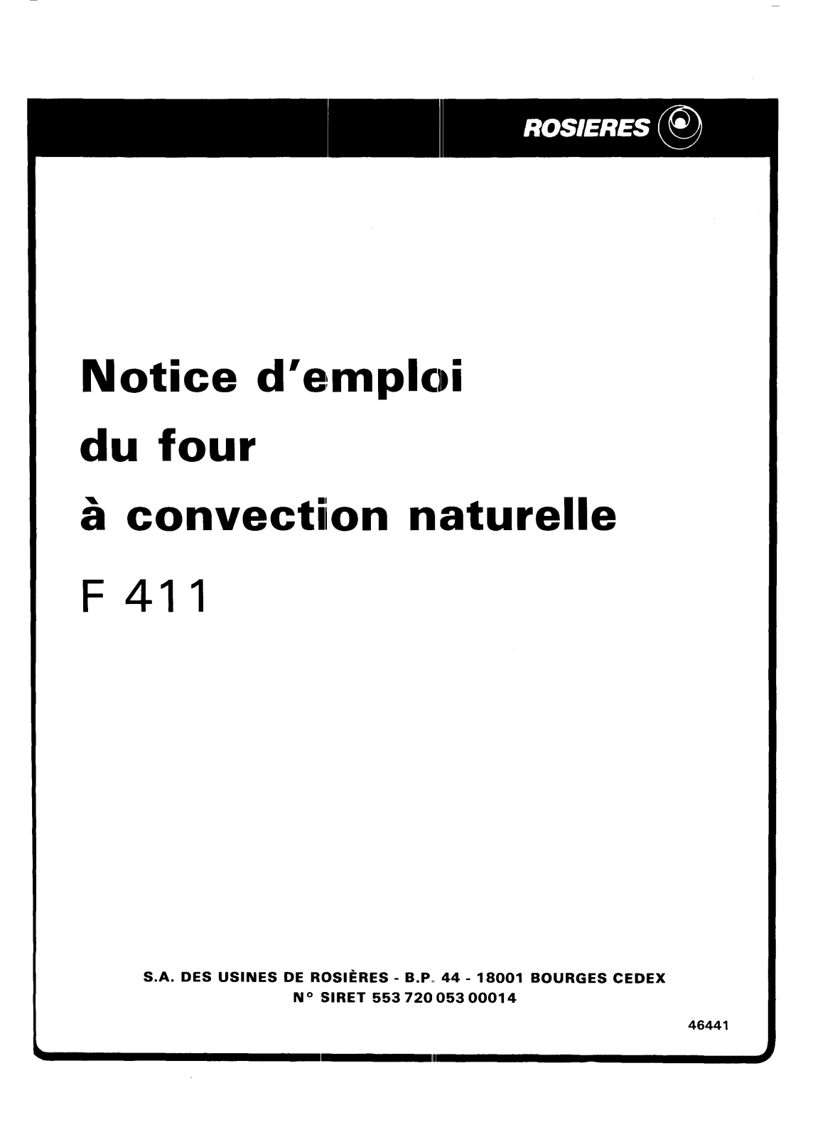 ROSIERES F 411 User Manual