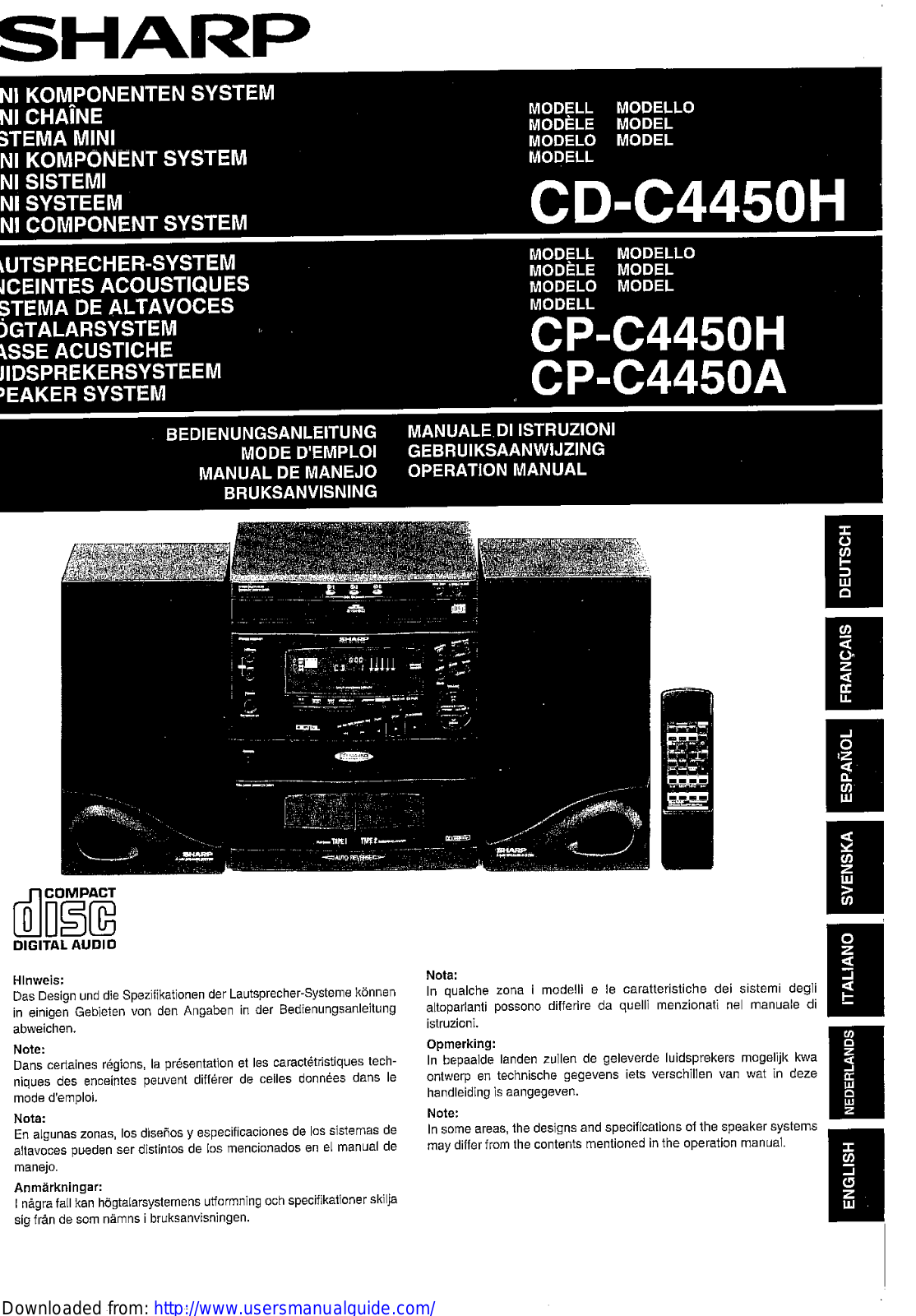 SHARP CD/CP-C4450H/A User Manual