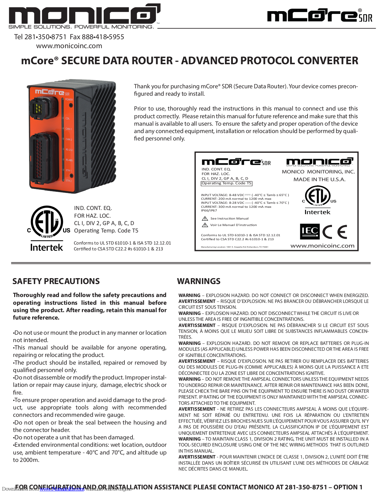 Monico mCore SDR User Manual