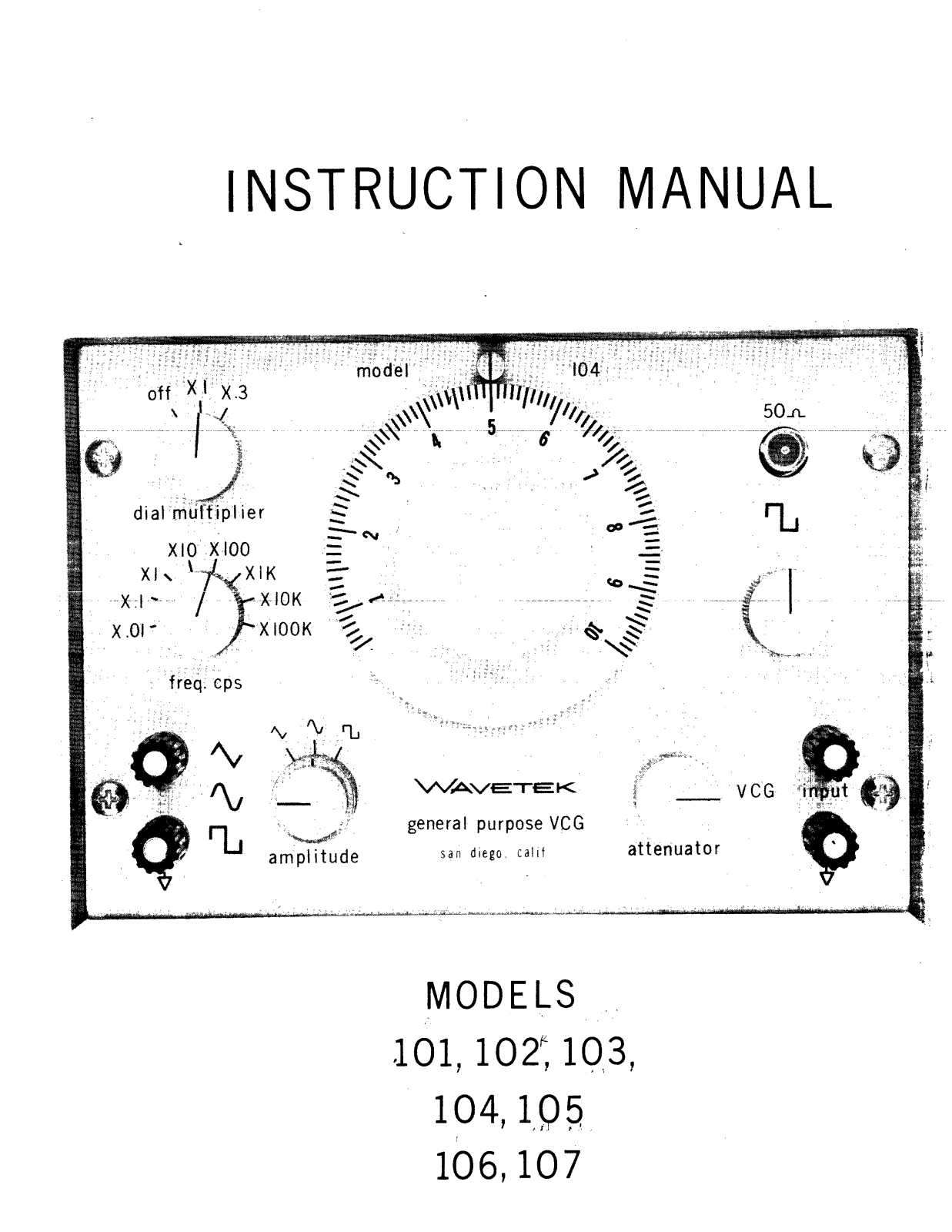 Wavetek 107, 106, 105, 104, 103 Service manual