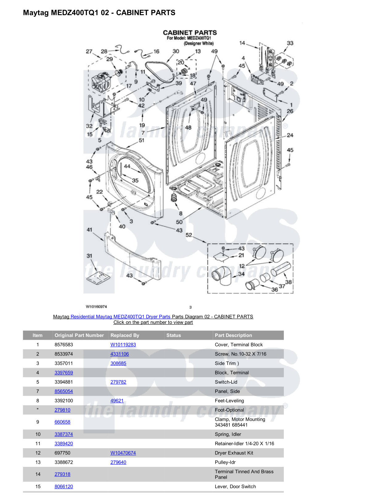 Maytag MEDZ400TQ1 Parts Diagram