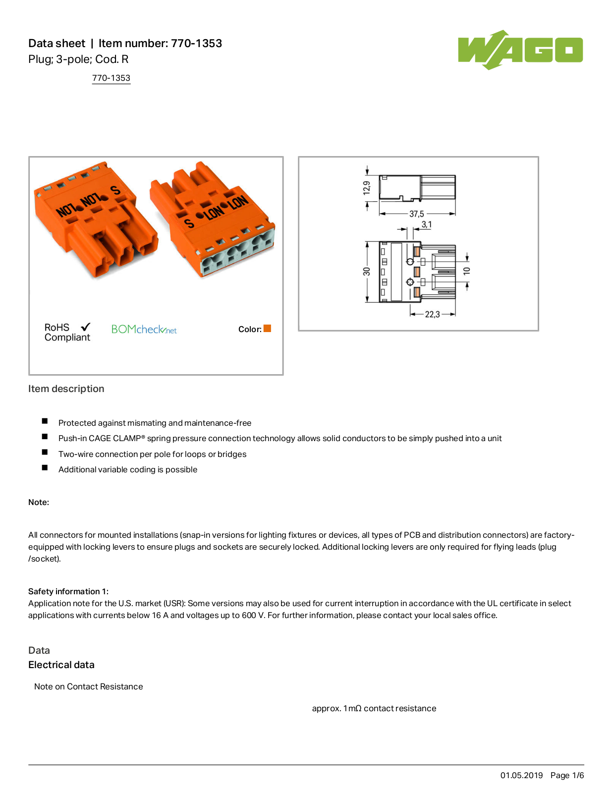 Wago 770-1353 Data Sheet