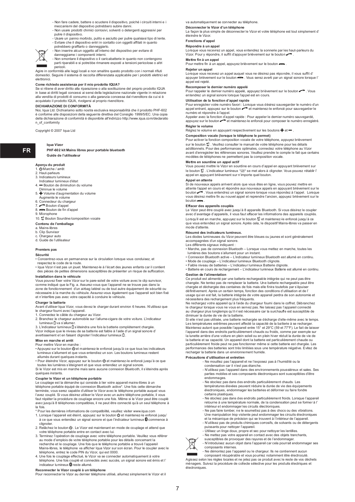 Savox Communications PHF-602 Users manual