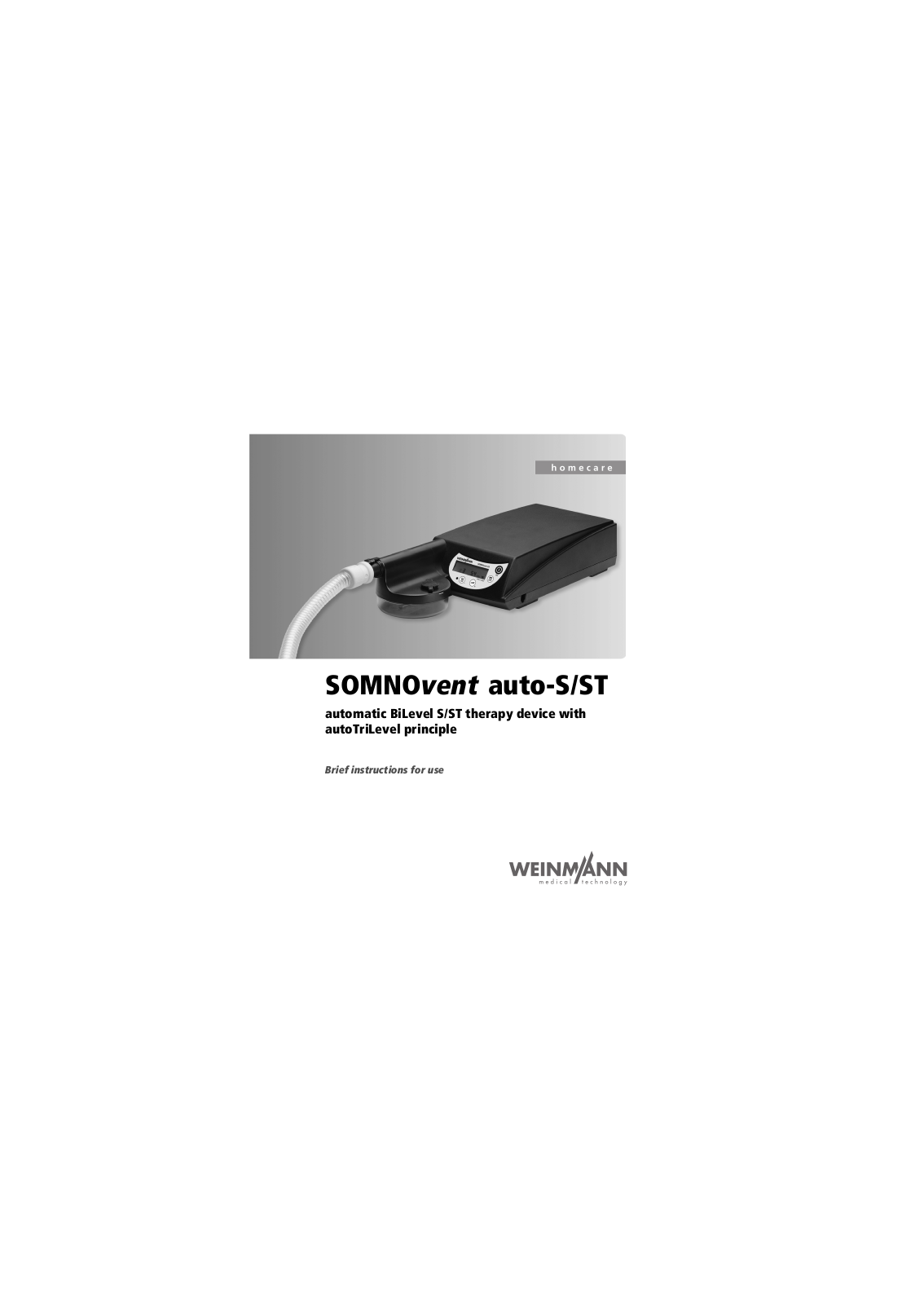 Weinmann SOMNOvent auto-S, SOMNOvent auto-ST Brief Instructions For Use