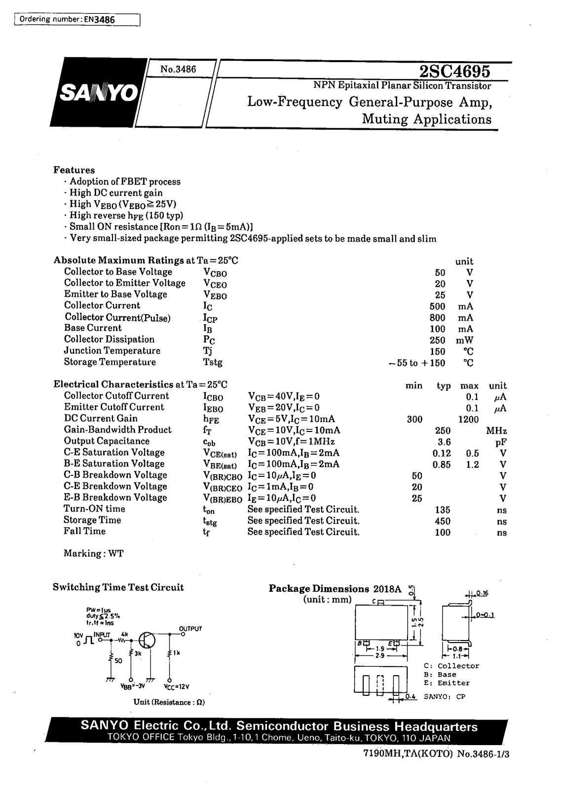 SANYO 2SC4695 Datasheet