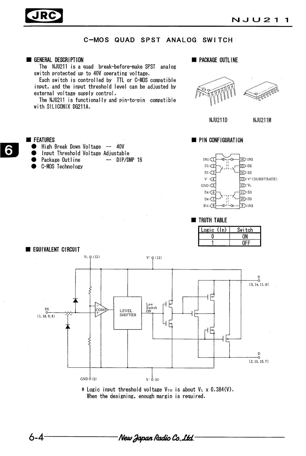 JRC NJU211M, NJU211D Datasheet