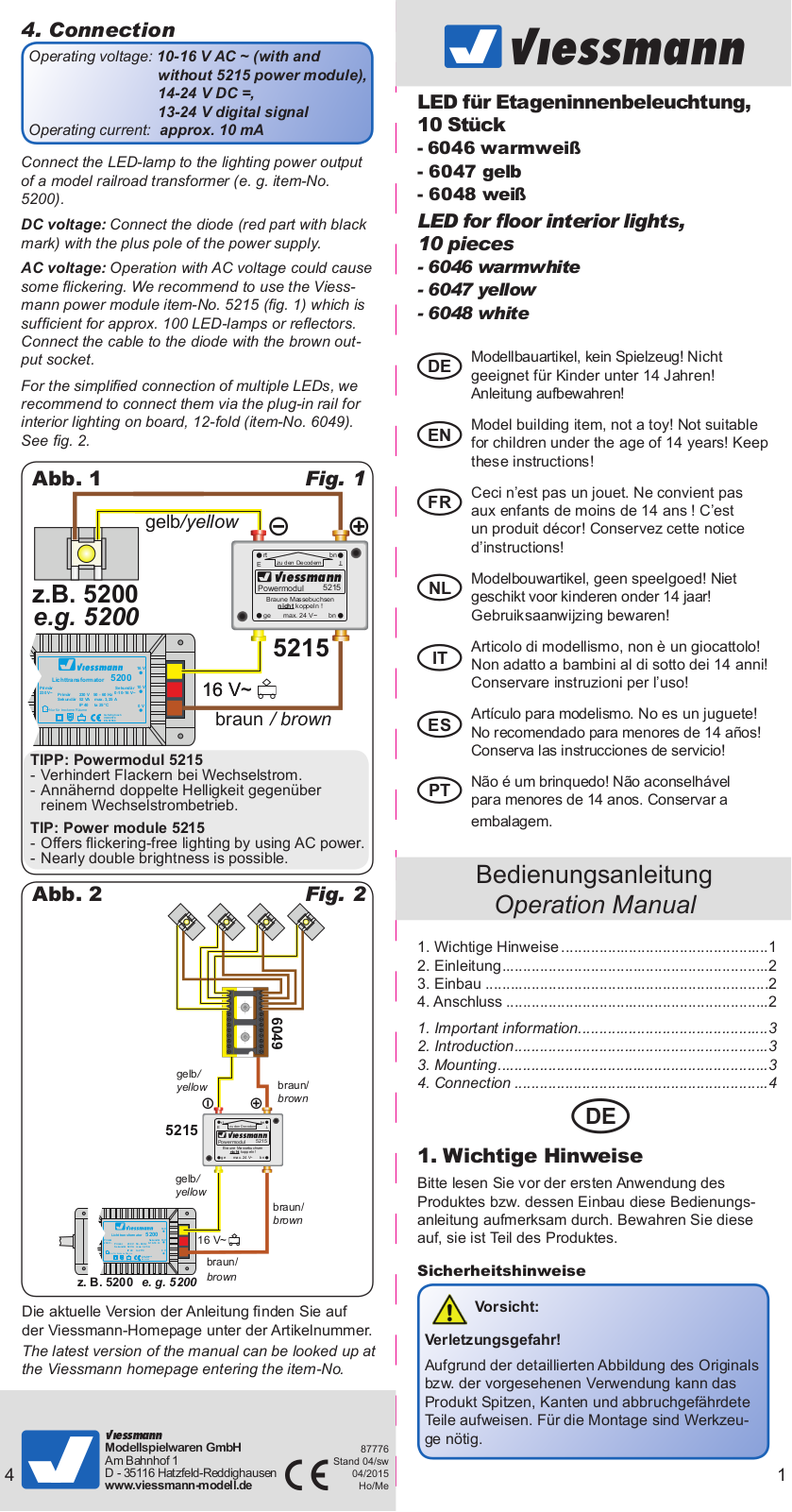 Viessmann 6047, 6048 Operation Manual