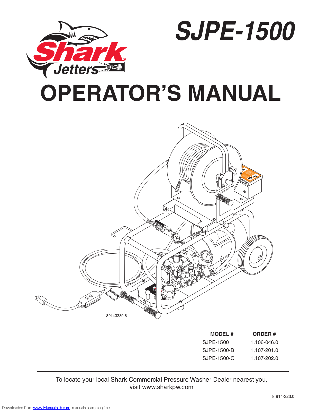 Shark SJPE-1500, SJPE-1500-B, SJPE-1500-C Operator's Manual