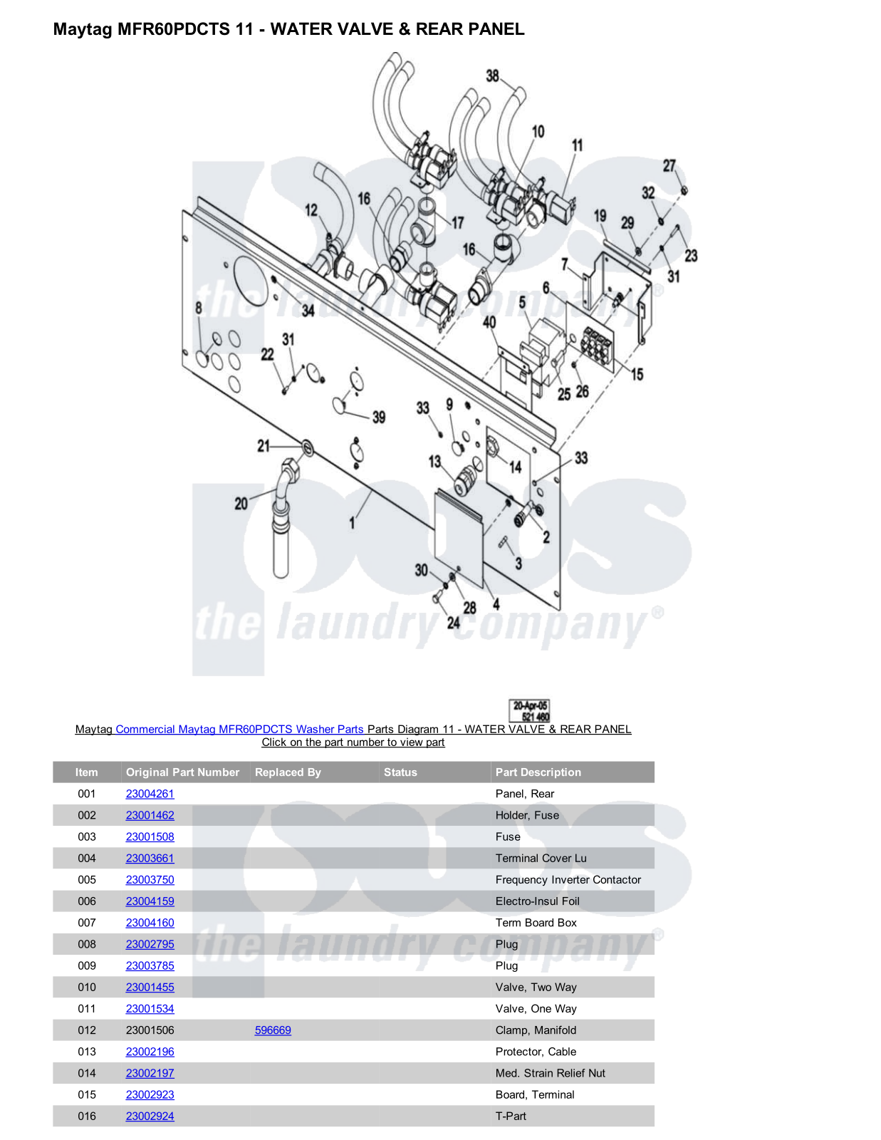 Maytag MFR60PDCTS Parts Diagram