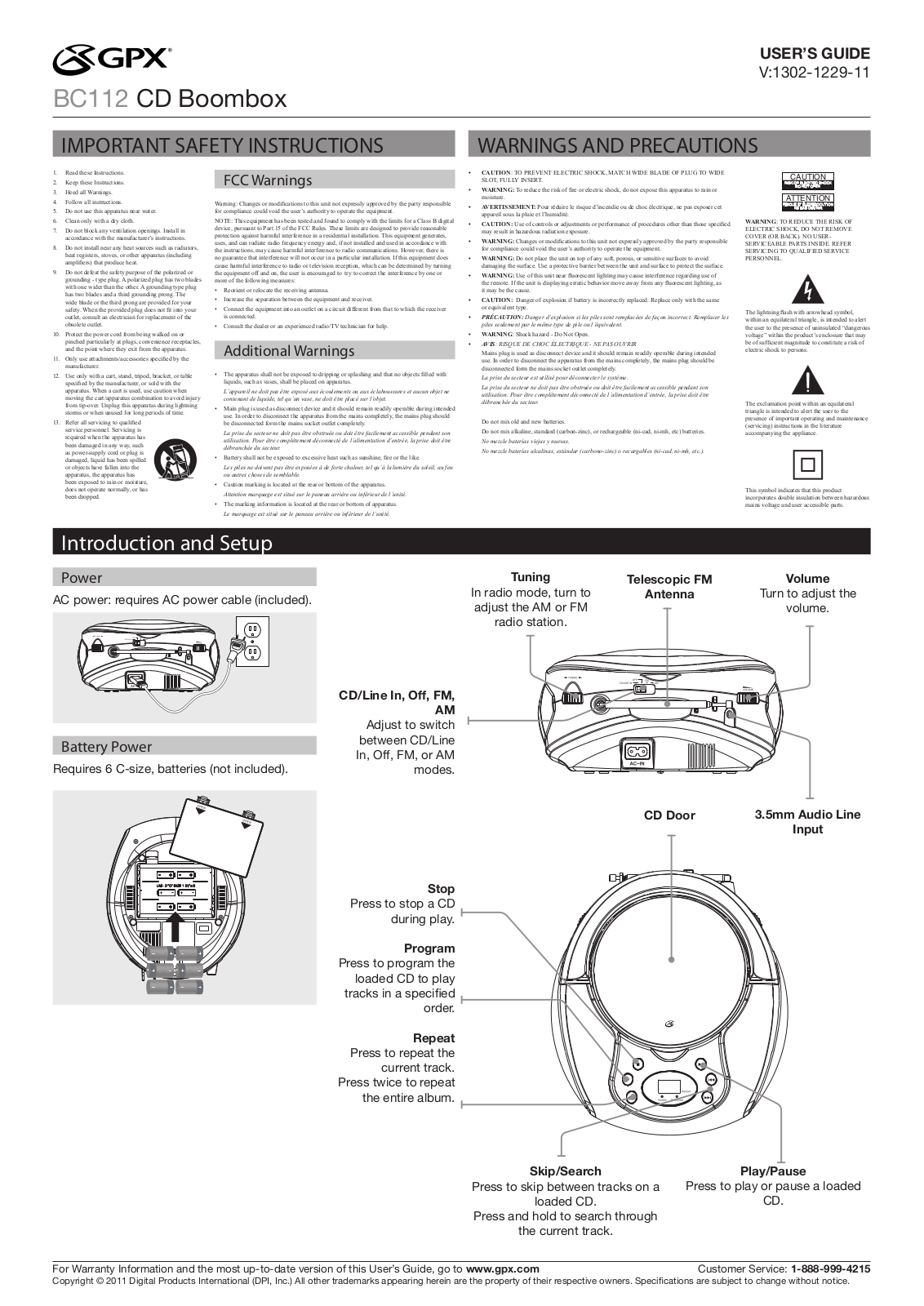 GPX BC112B User Manual