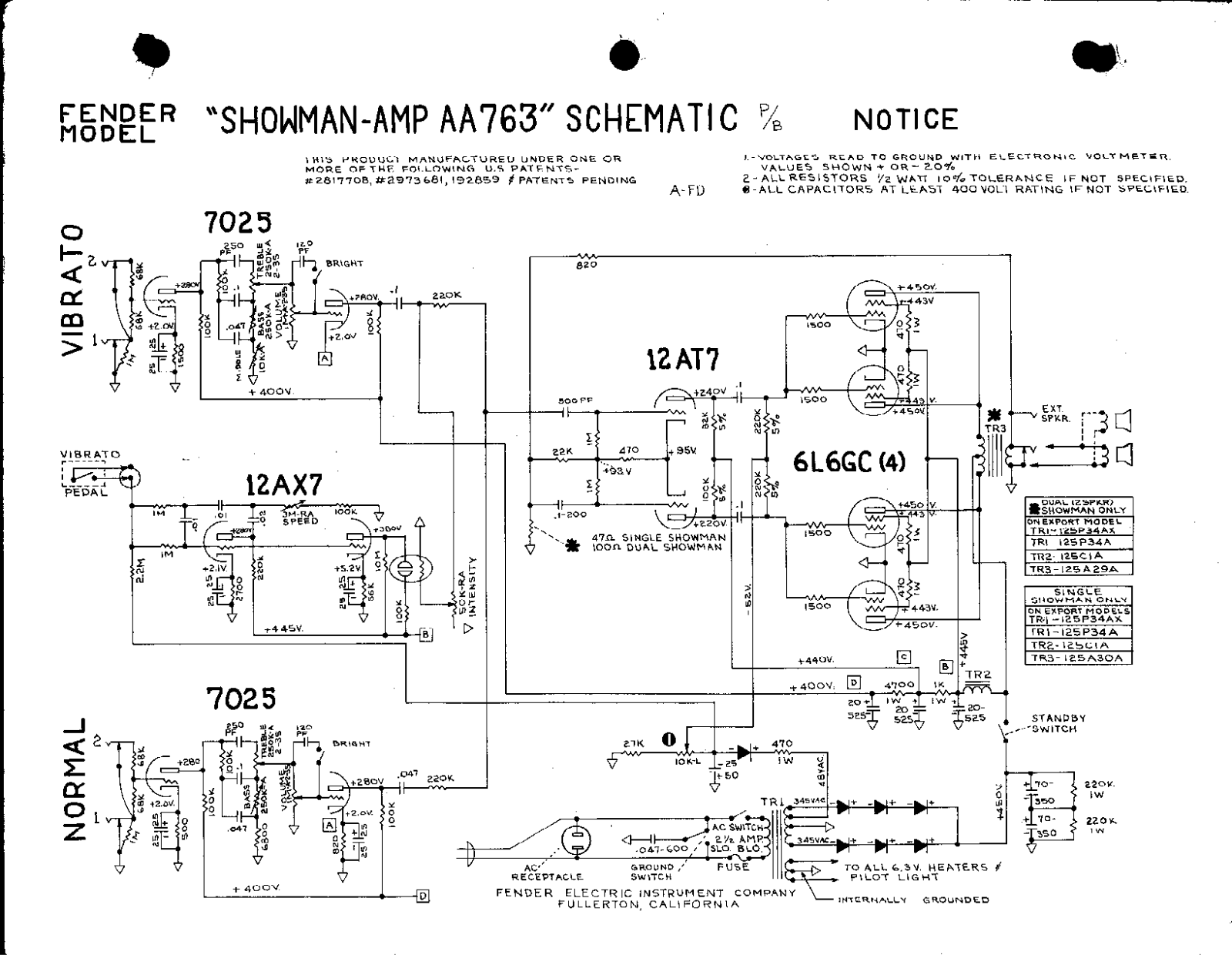 Fender Showman-AA763 Schematic