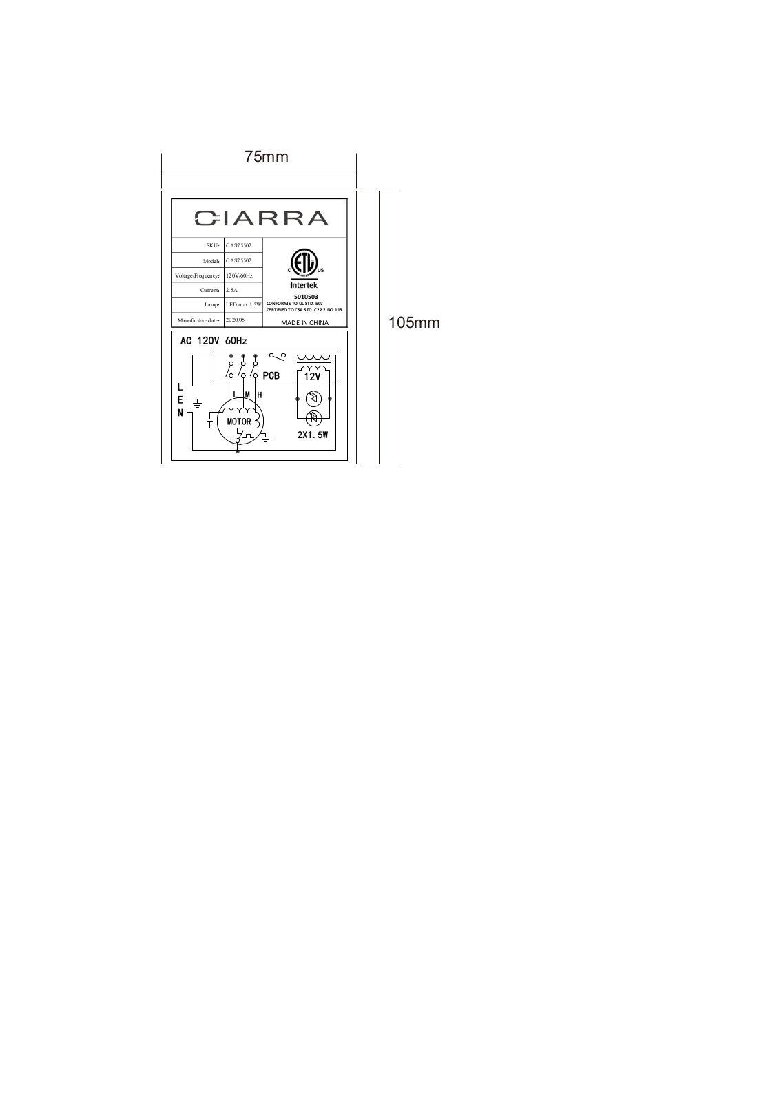 CIARRA CAJR1004 Specifications - ManualMachine.com