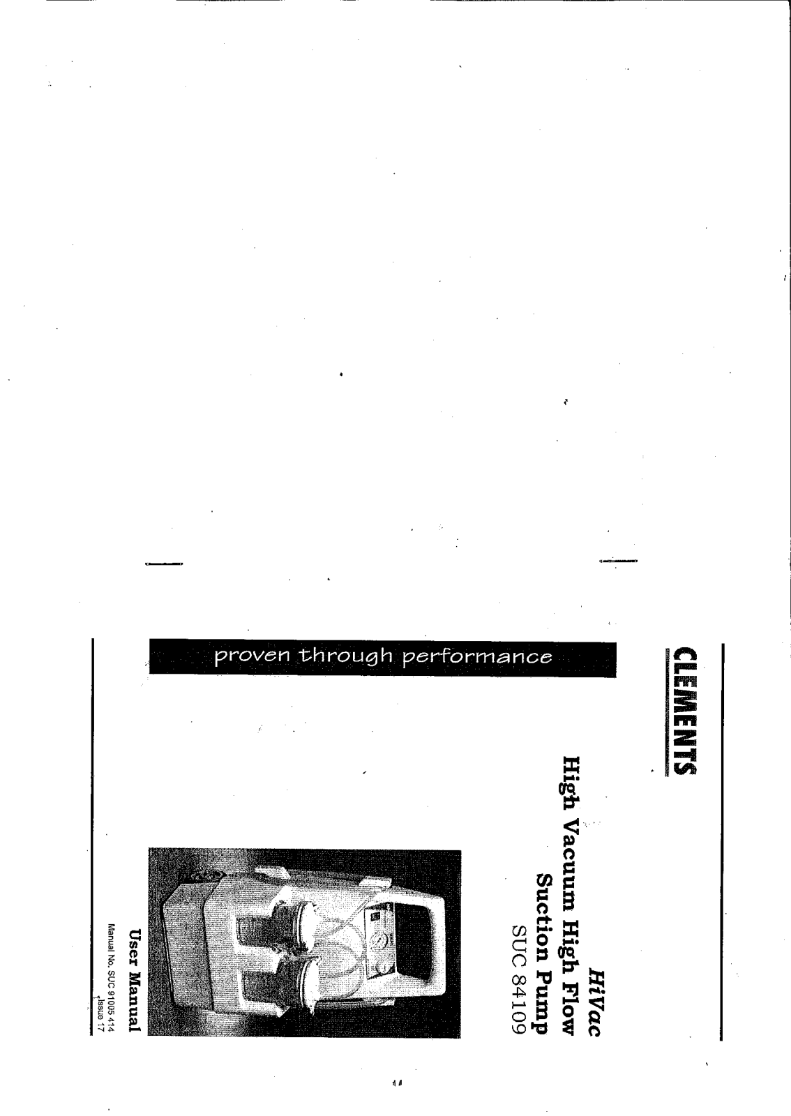 Clements HighVac SUC-84109 User manual