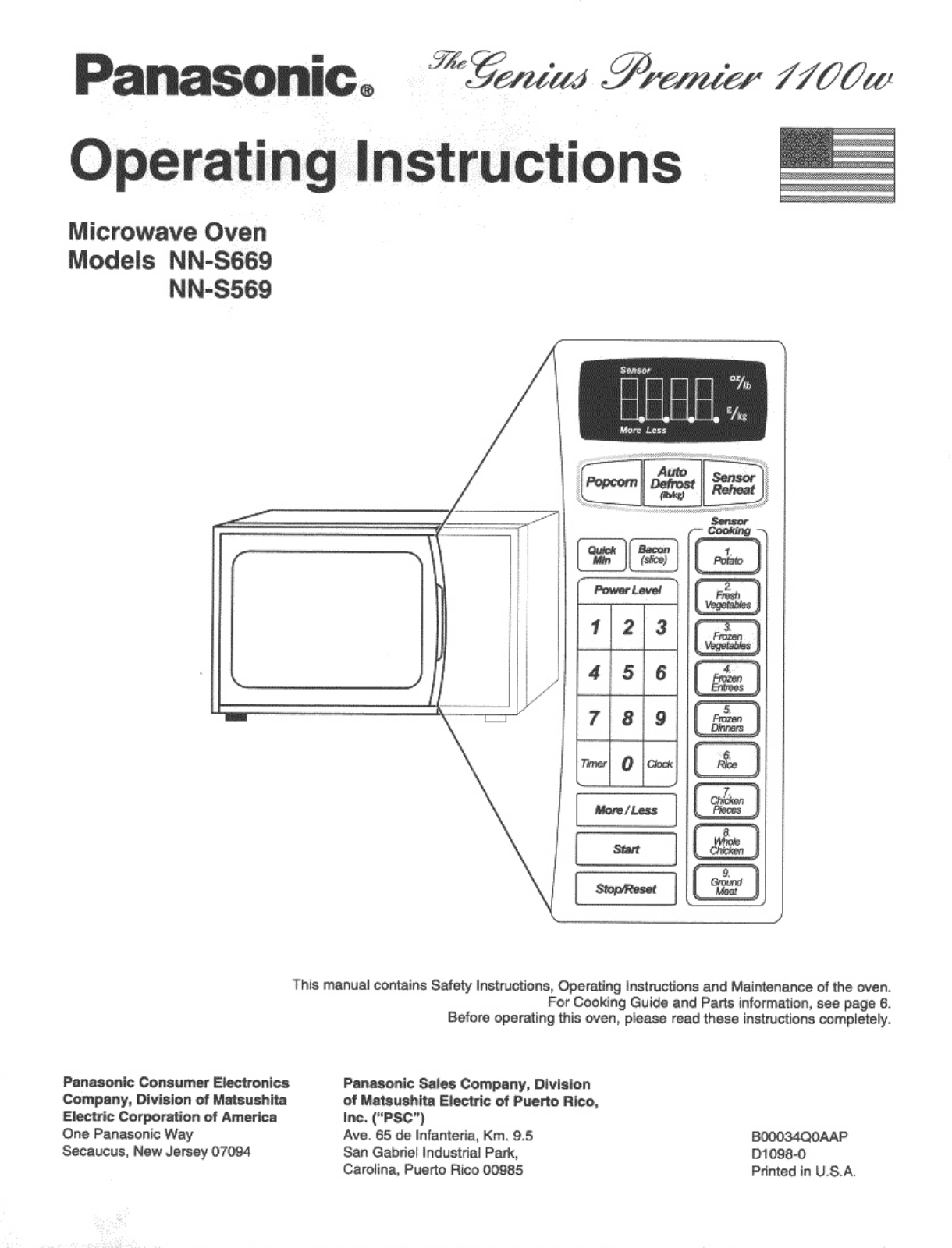 Panasonic nn-s669 Operation Manual