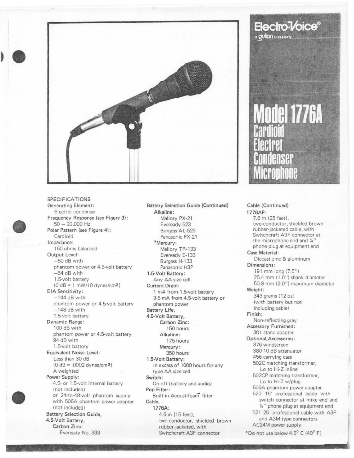 Electro-Voice 1776A User Manual