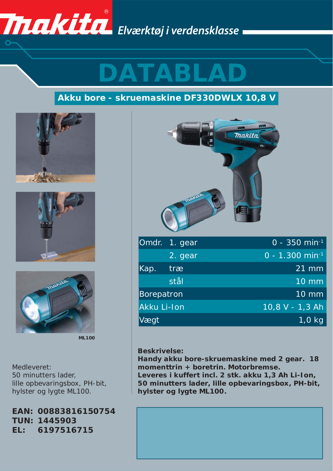 Makita DF330DWLX User Manual