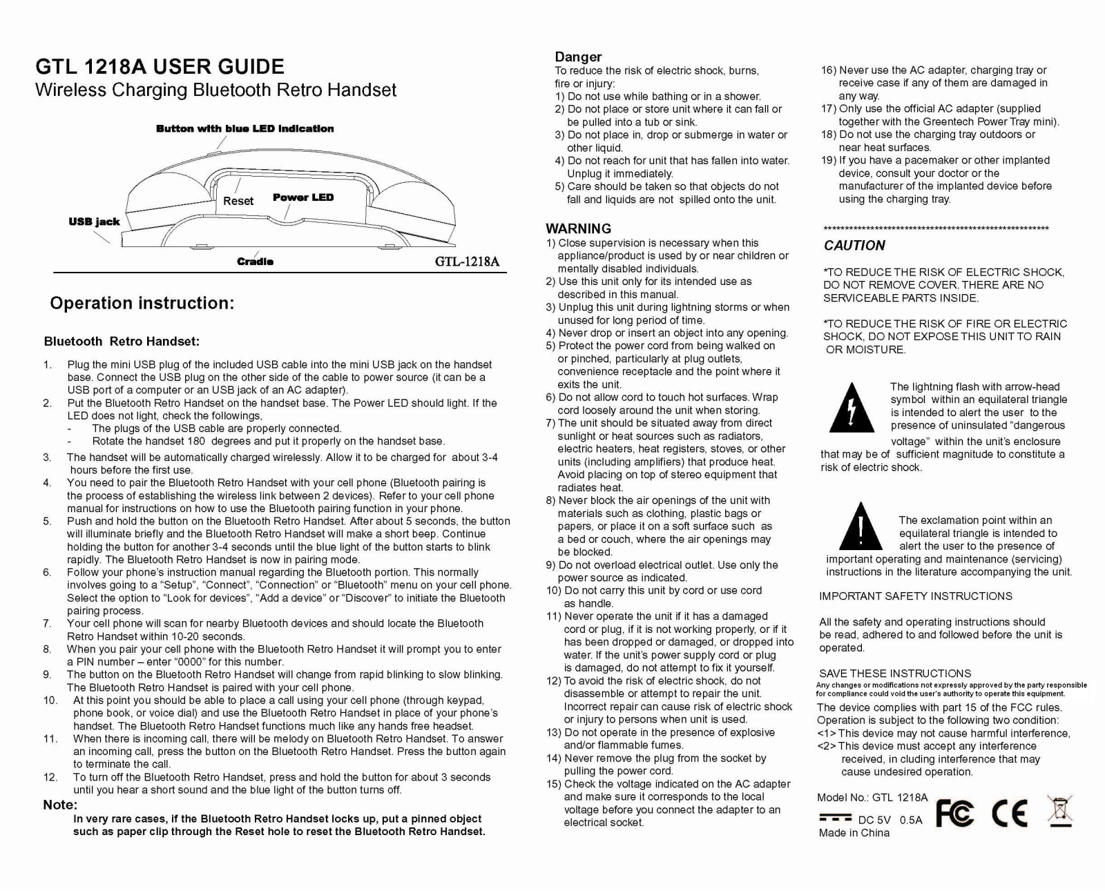 Greentech GTL1218 User Manual