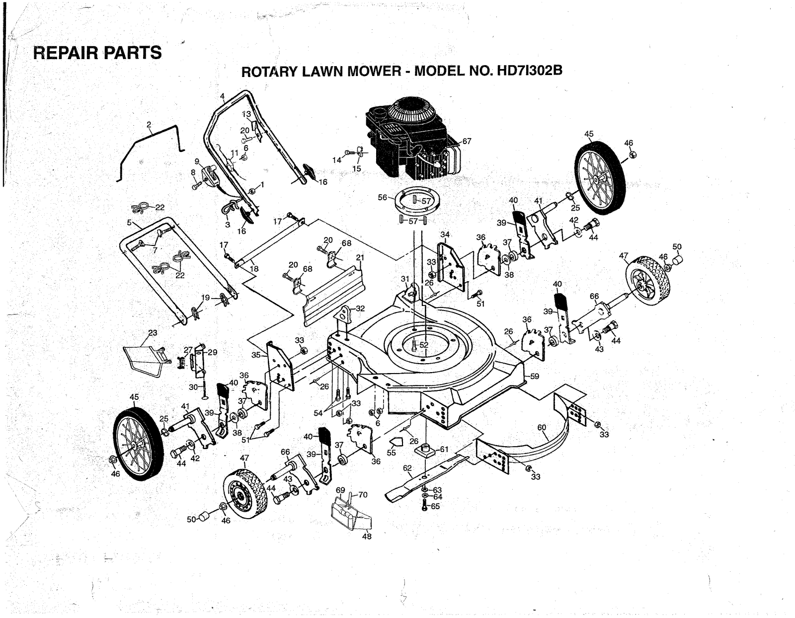 AYP HD7I302B Parts List