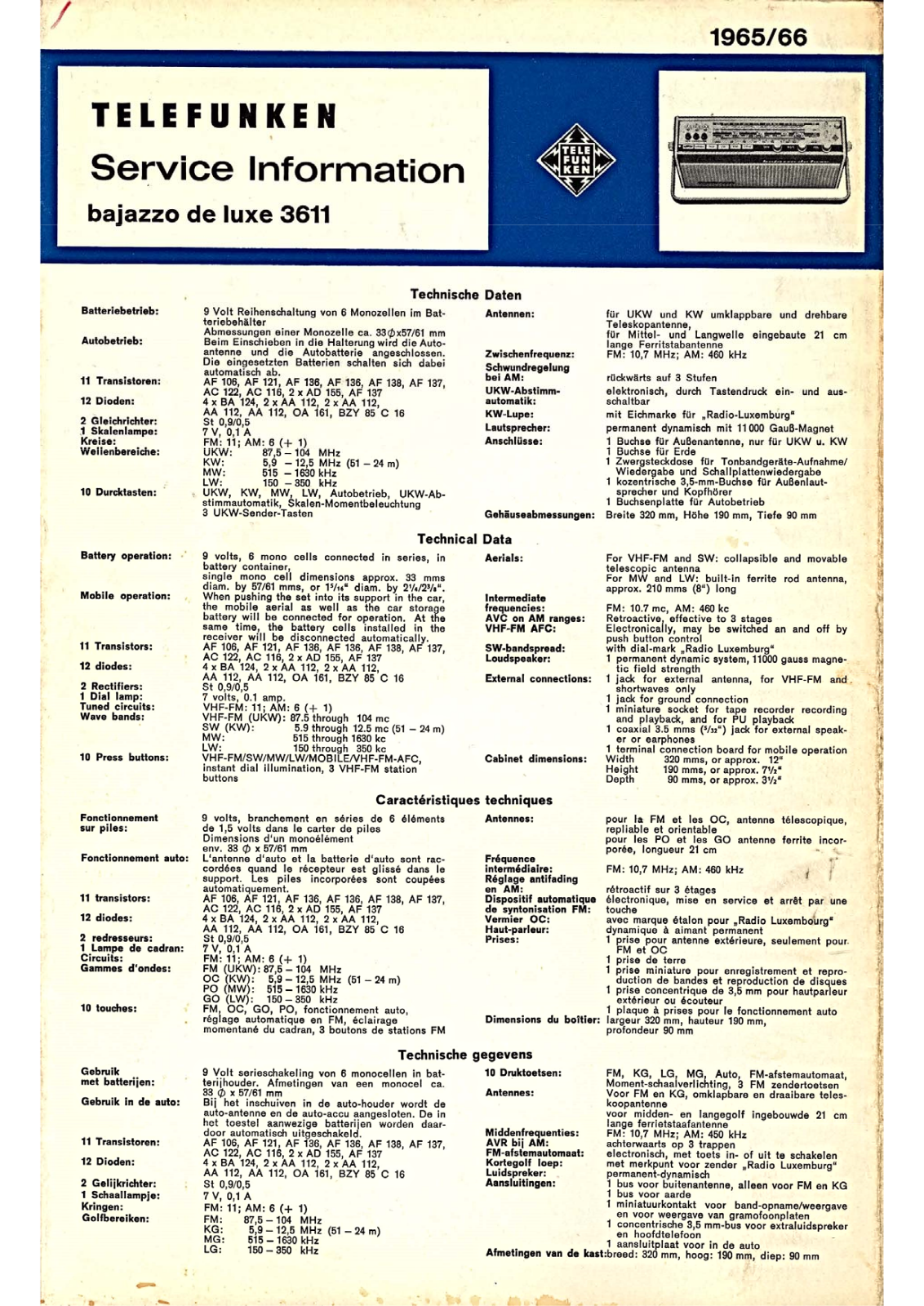 Telefunken Bajazzo-Luxe-3611 Service Manual