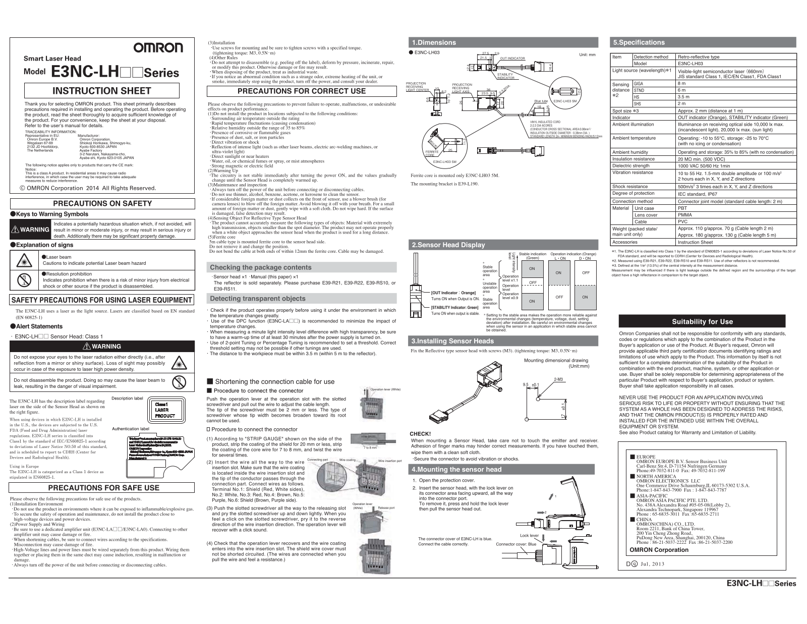 Omron E3NC-LH03 User Manual