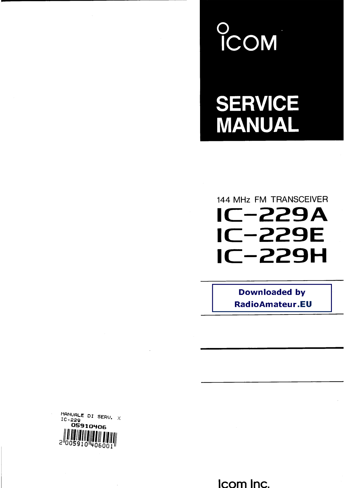 Icom IC229 User Manual