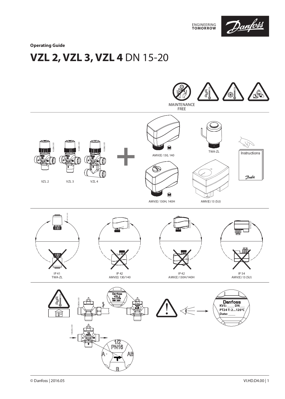 Danfoss VZL 2, VZL 3, VZL 4 Operating guide