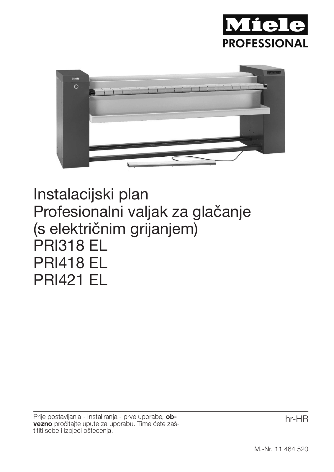 Miele PRI318 EL, PRI418 EL, PRI421 EL Installation Plan