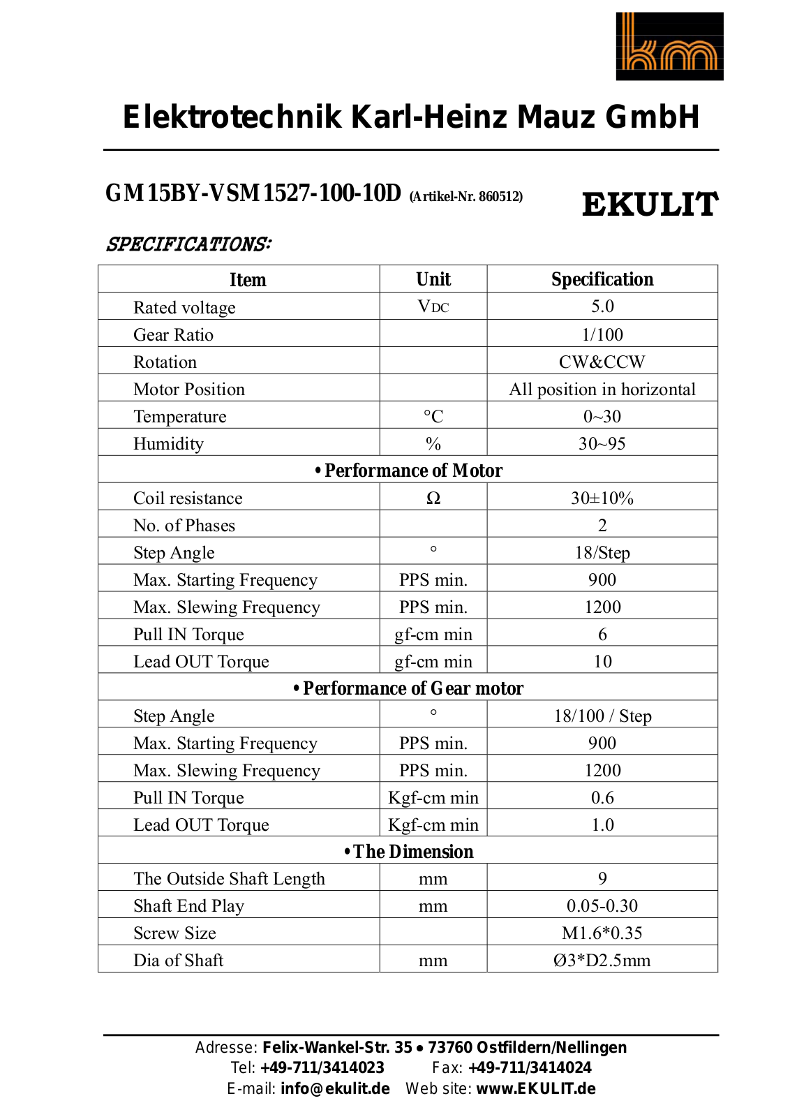 EKULIT GM31,5 5V Datasheet - ManualMachine.com