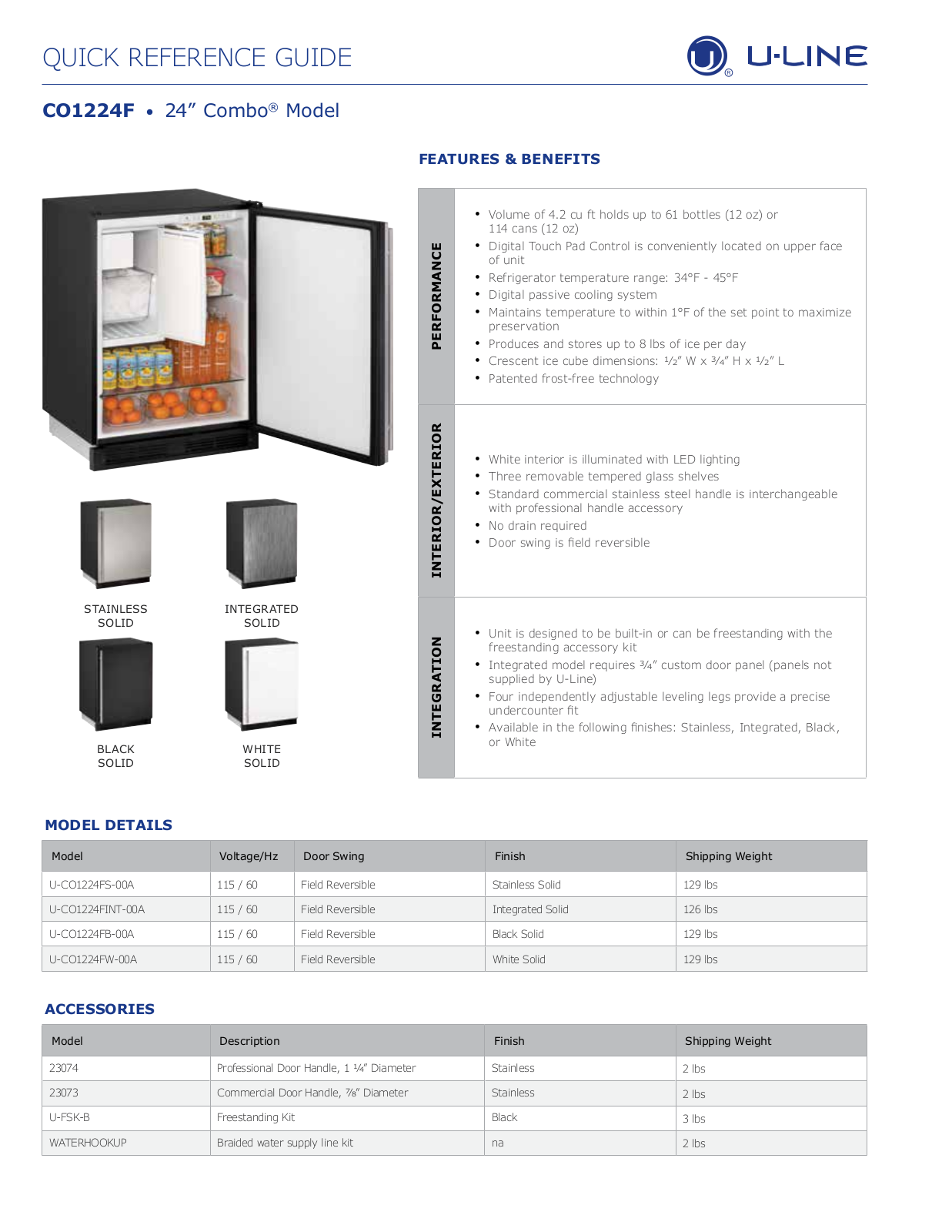 U-Line U-CO1224FS-00A User Manual