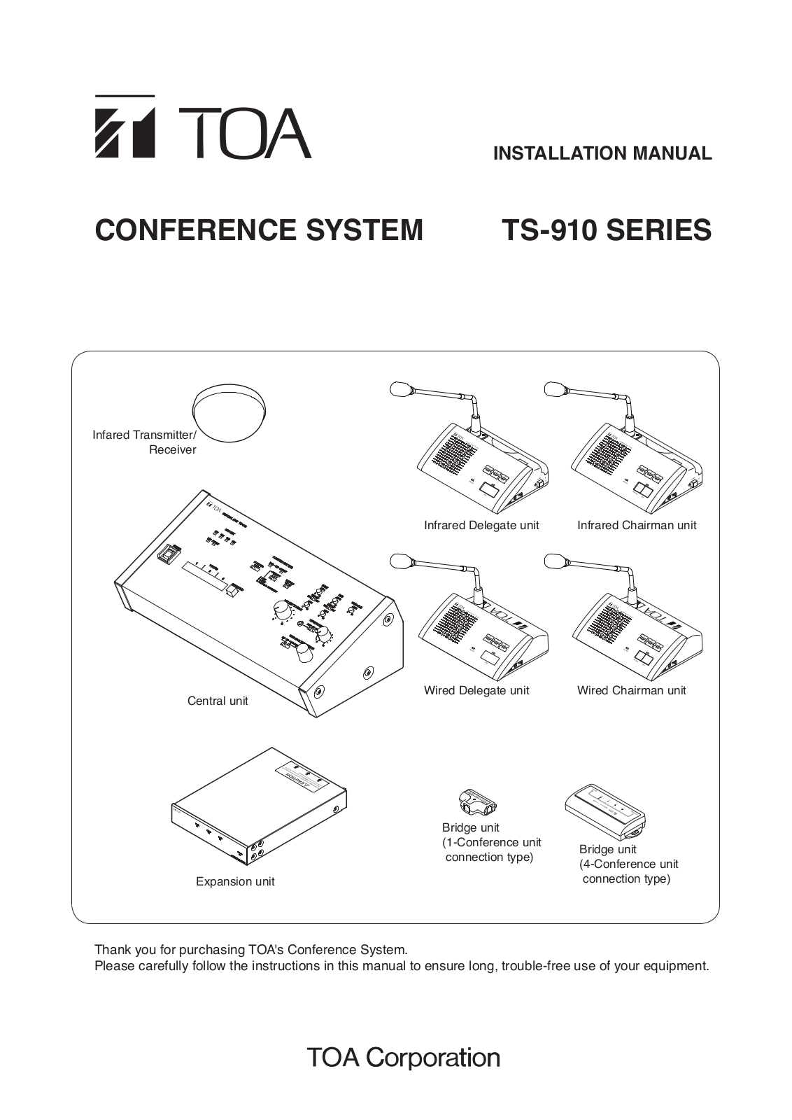 TOA TS-910-US, TS-911, TS-912 Installation Guide