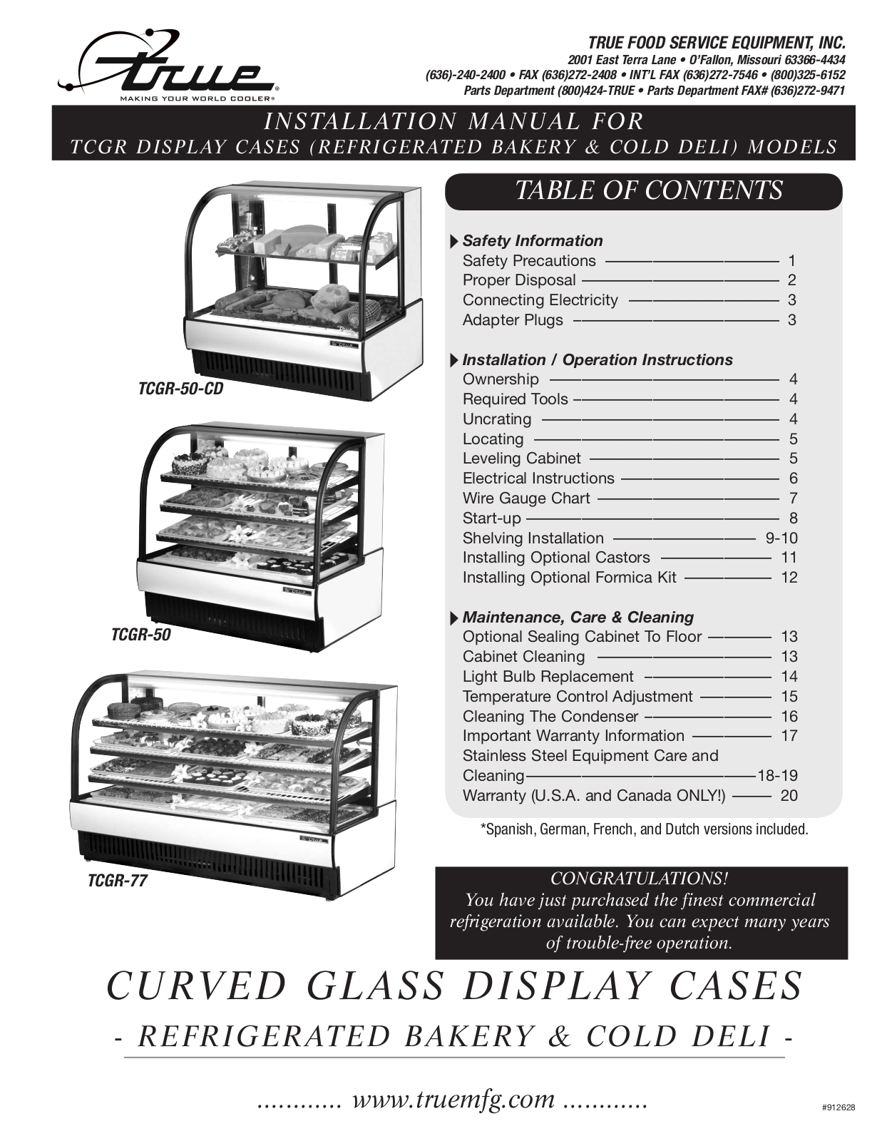 True TCGR-77 User Manual