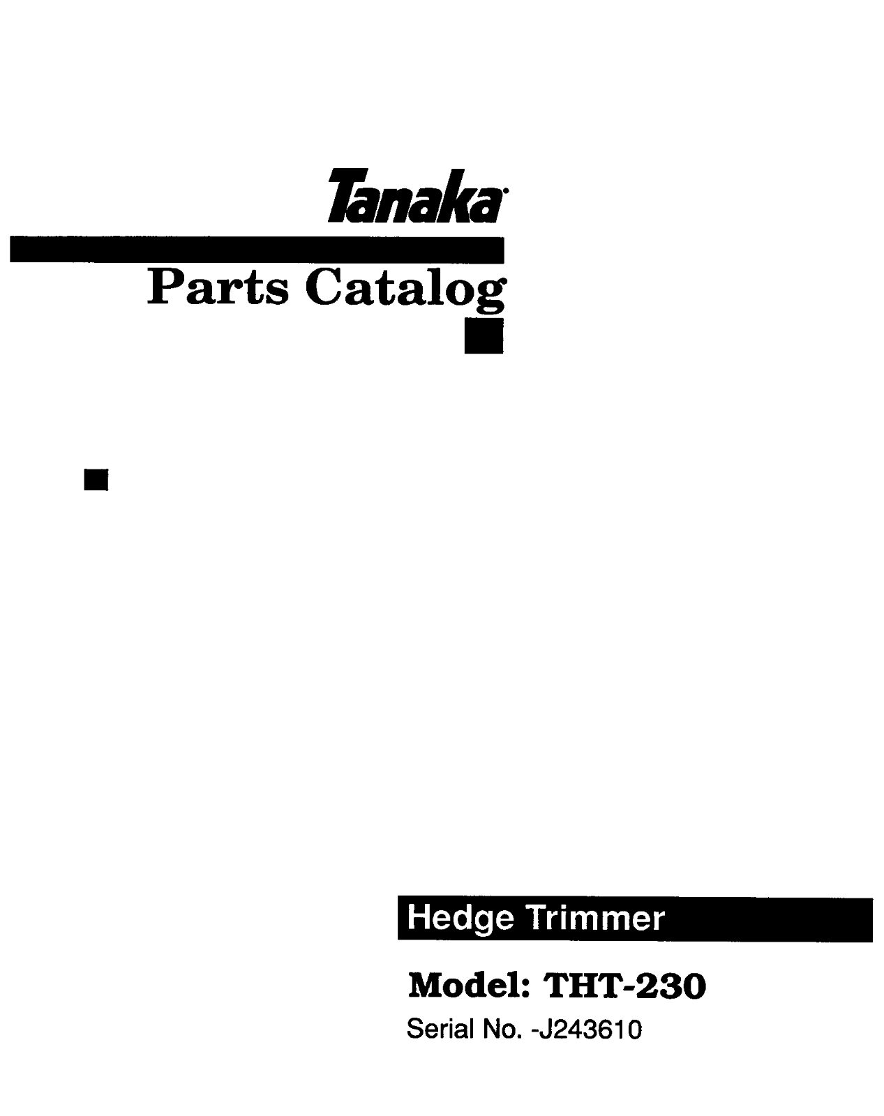 Tanaka THT-230 User Manual