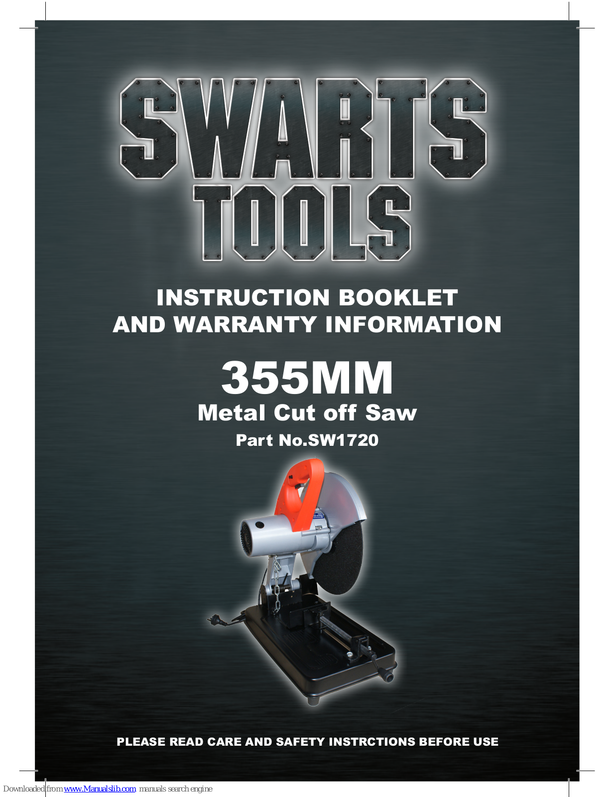 Swarts Tools 355MM, SW1720 Instruction Booklet