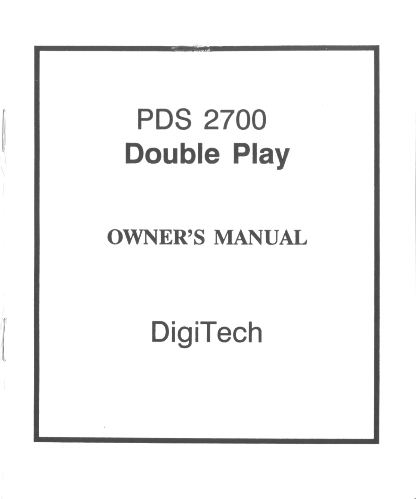 DigiTech PDS2700 User Manual