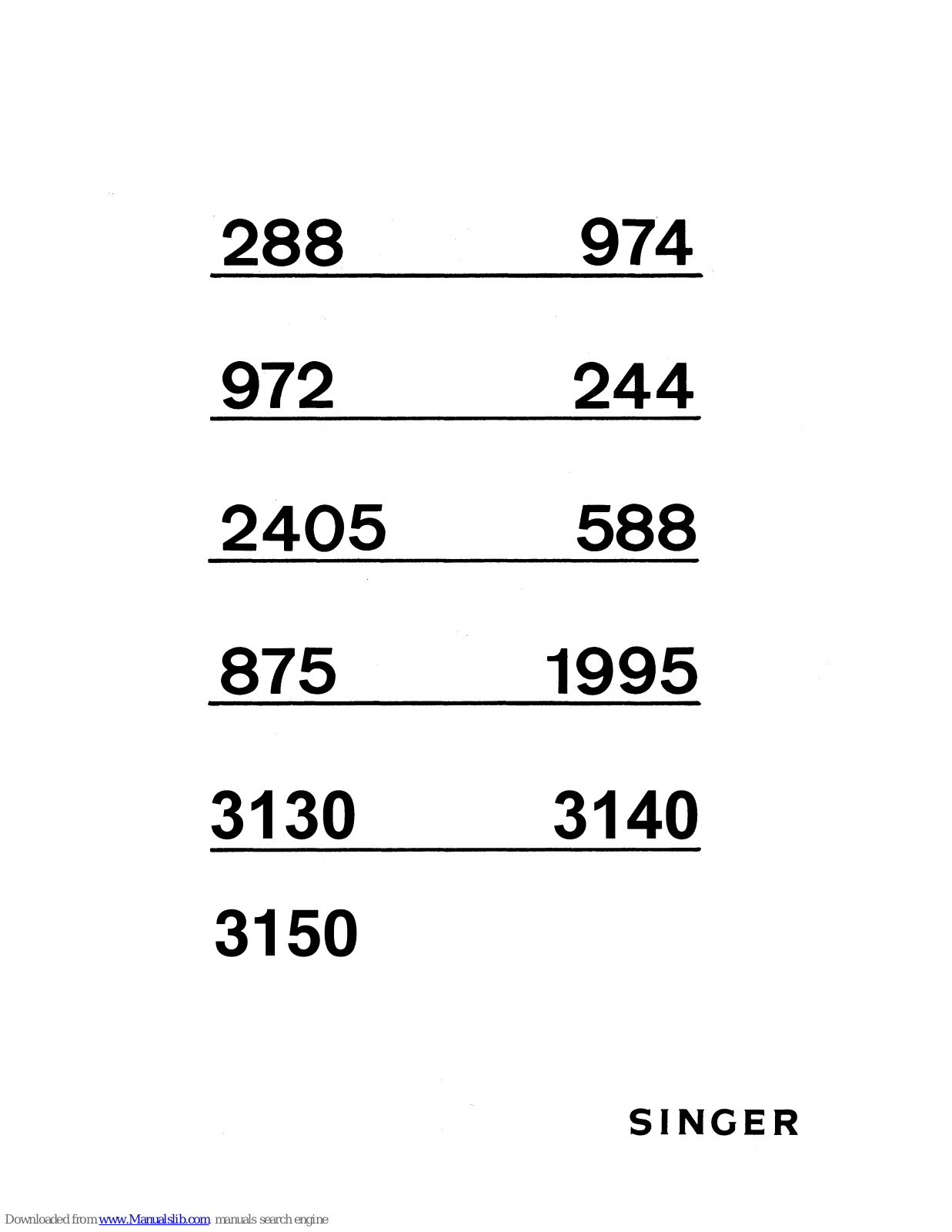 Singer 288, 2405, 588, 875, 1995 Instructions Manual - ManualMachine.com