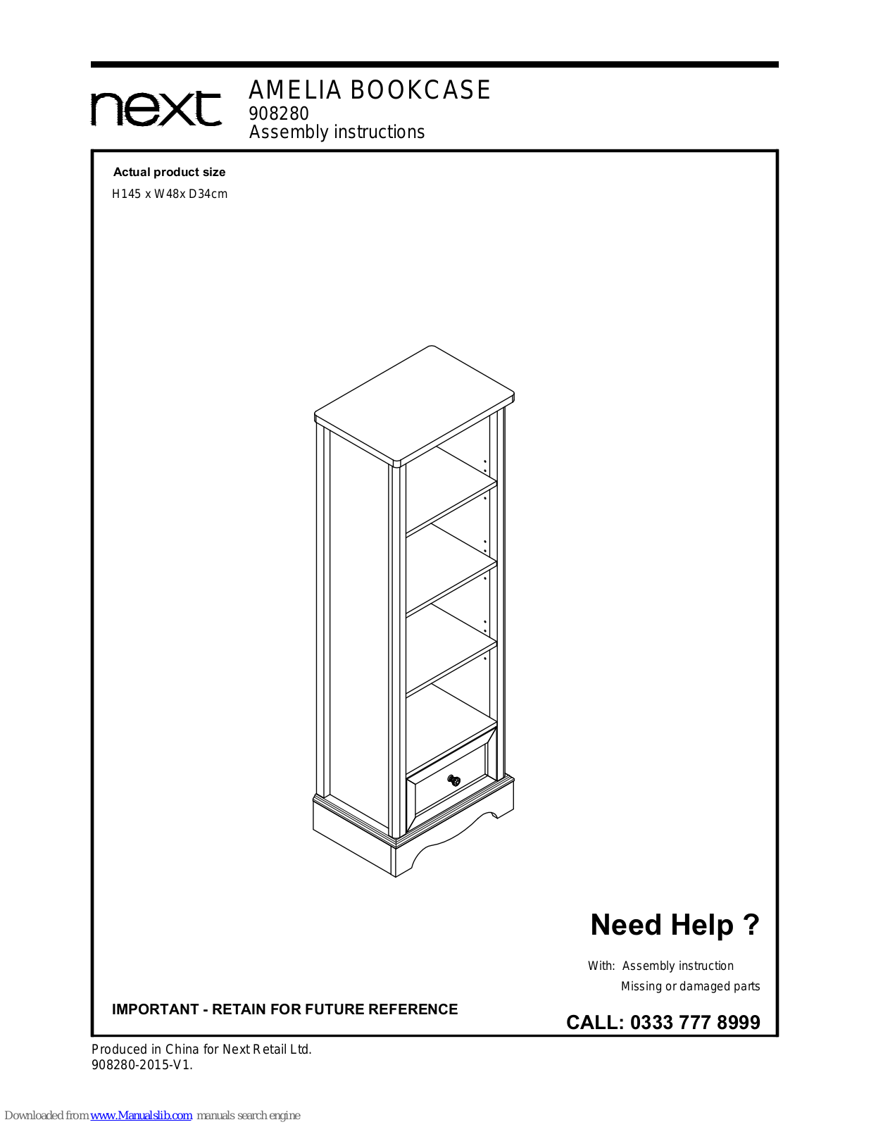 Next AMELIA BOOKCASE Assembly  Manual - ManualMachine.com