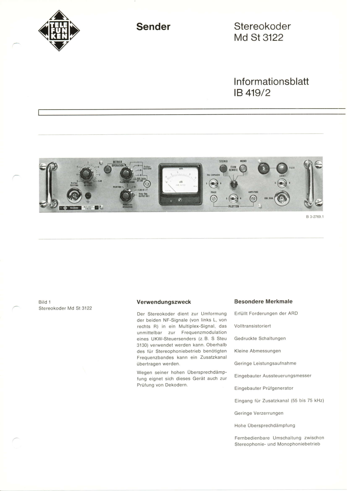 Telefunken Md St 3122 Datasheet - ManualMachine.com